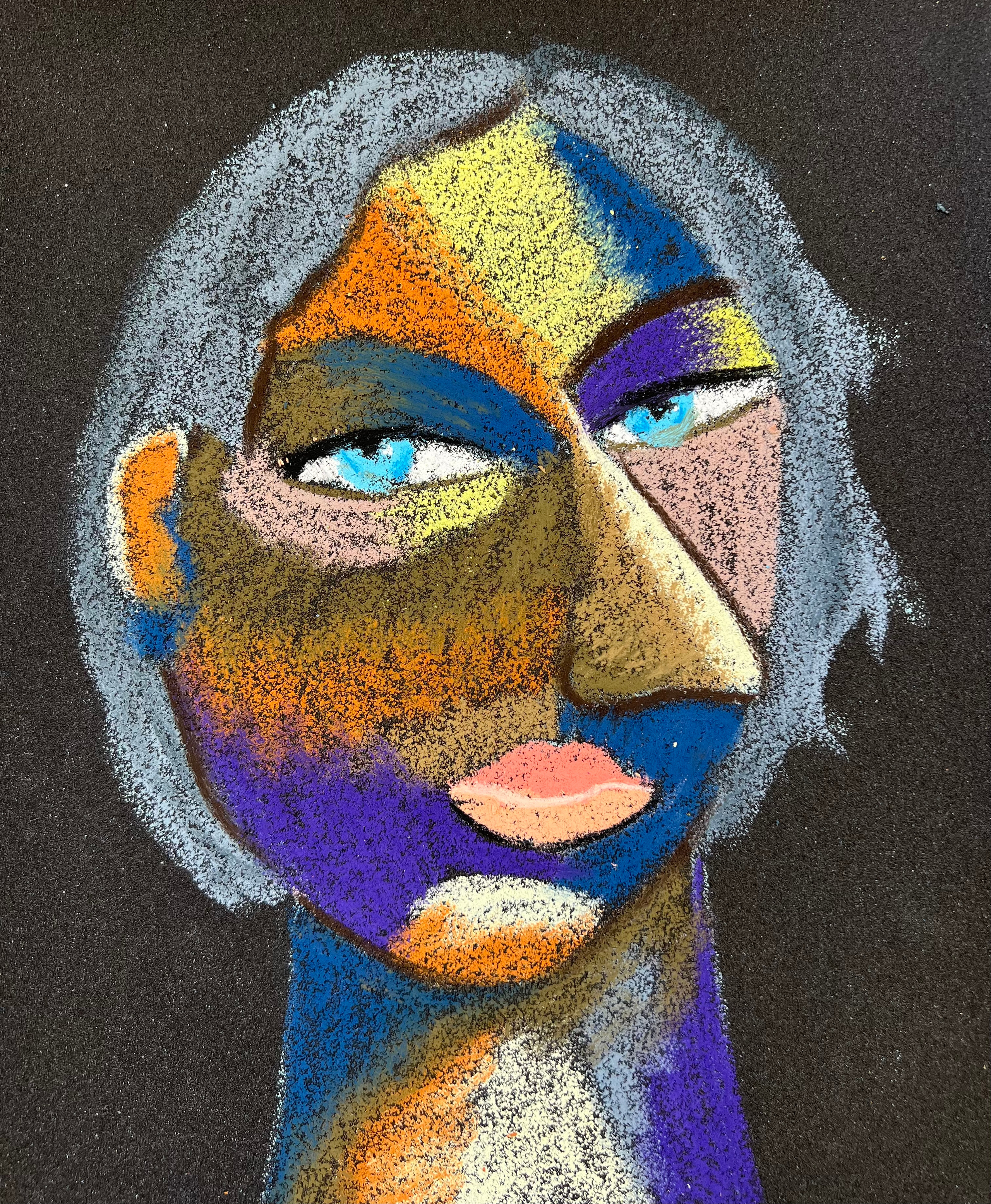 Lady Medium: Oil pastel, sandpaper Size: 28 x 23 cm