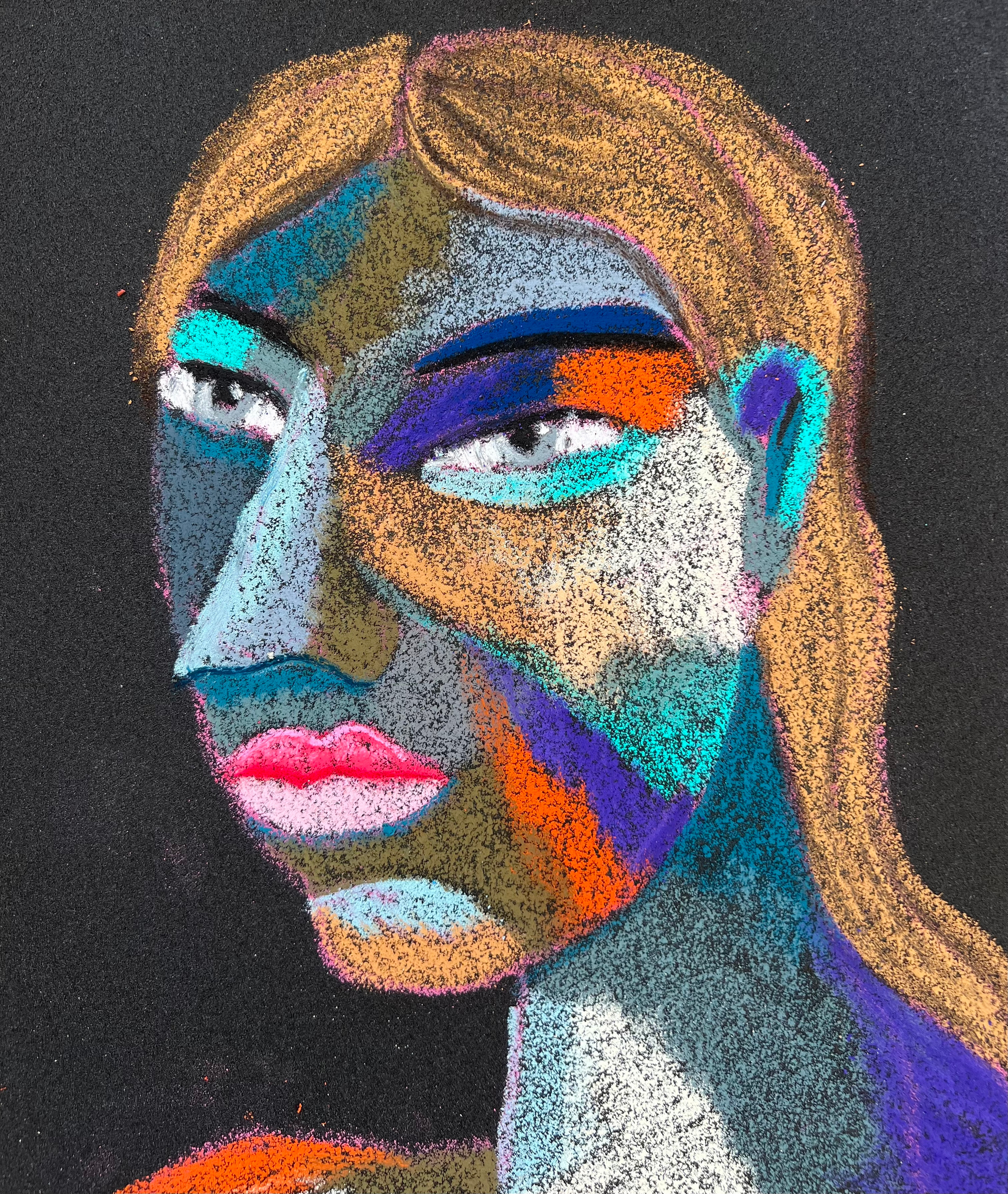 Medium: Oil pastel, sandpaper Size: 28 x 23 cm