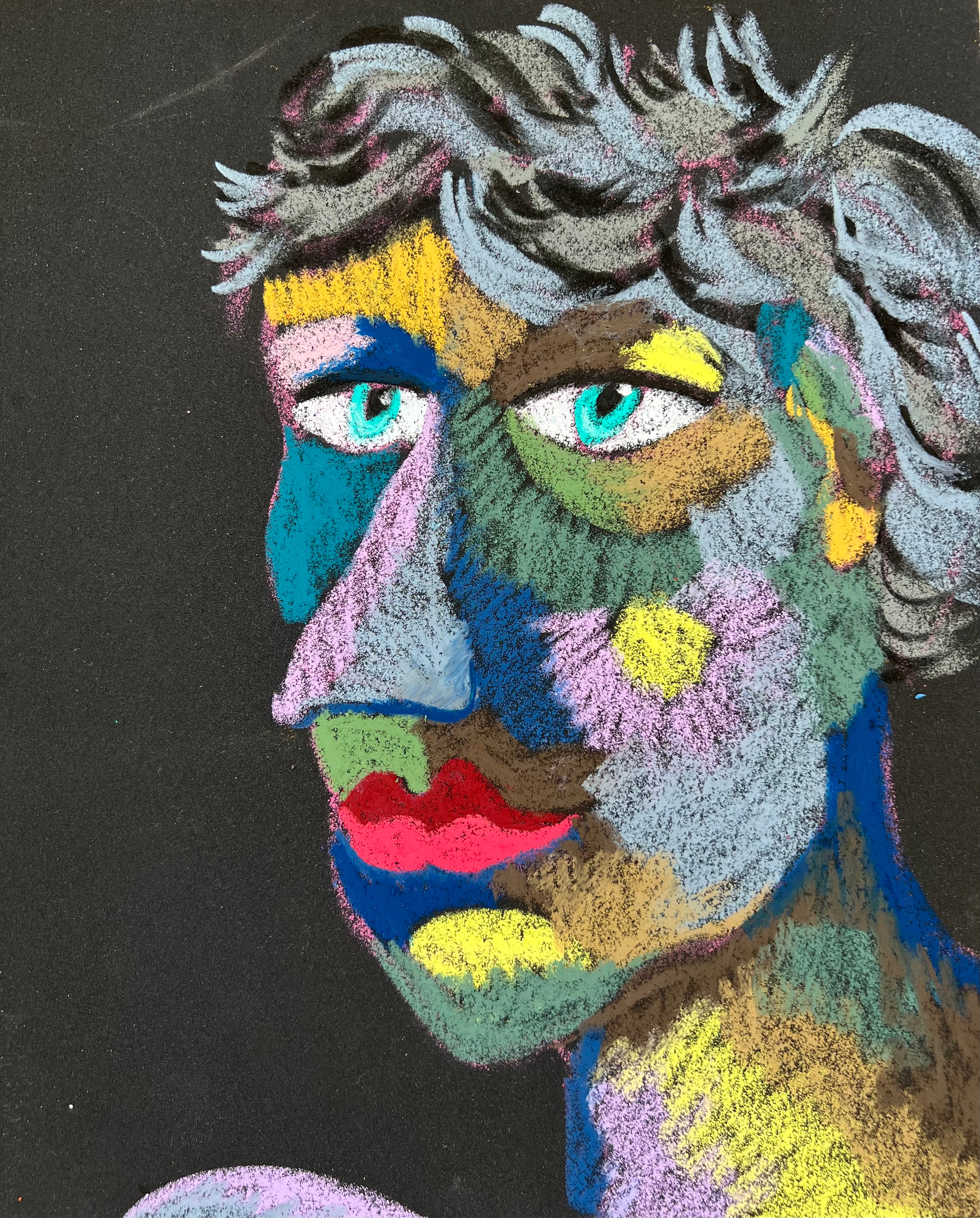 The first Medium: Oil pastel, sandpaper Size: 28 x 23 cm