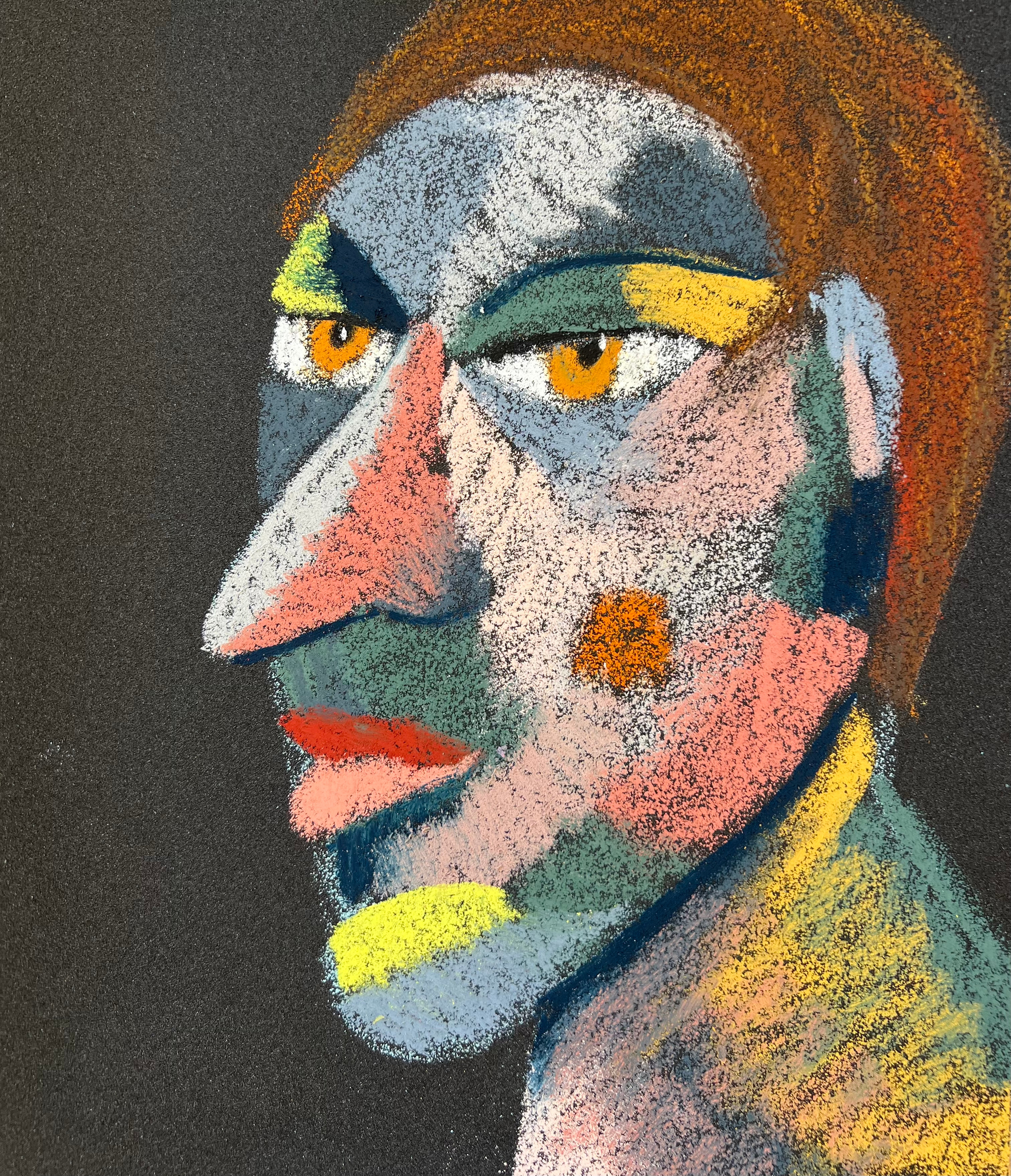 Professor Medium: Oil pastel, sandpaper Size: 28 x 23 cm