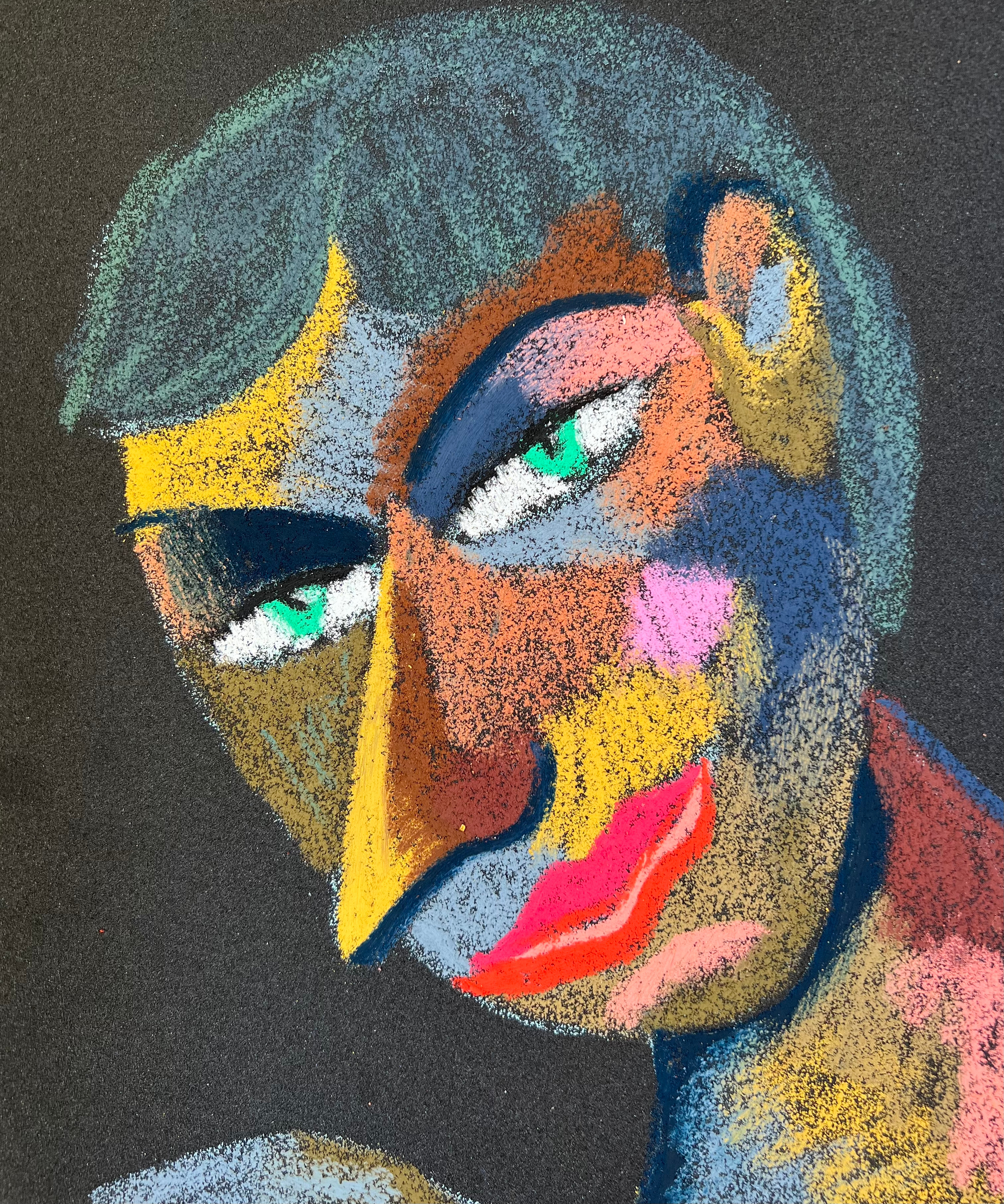 The creator The model Medium: Oil pastel, sandpaper Size: 28 x 23 cm