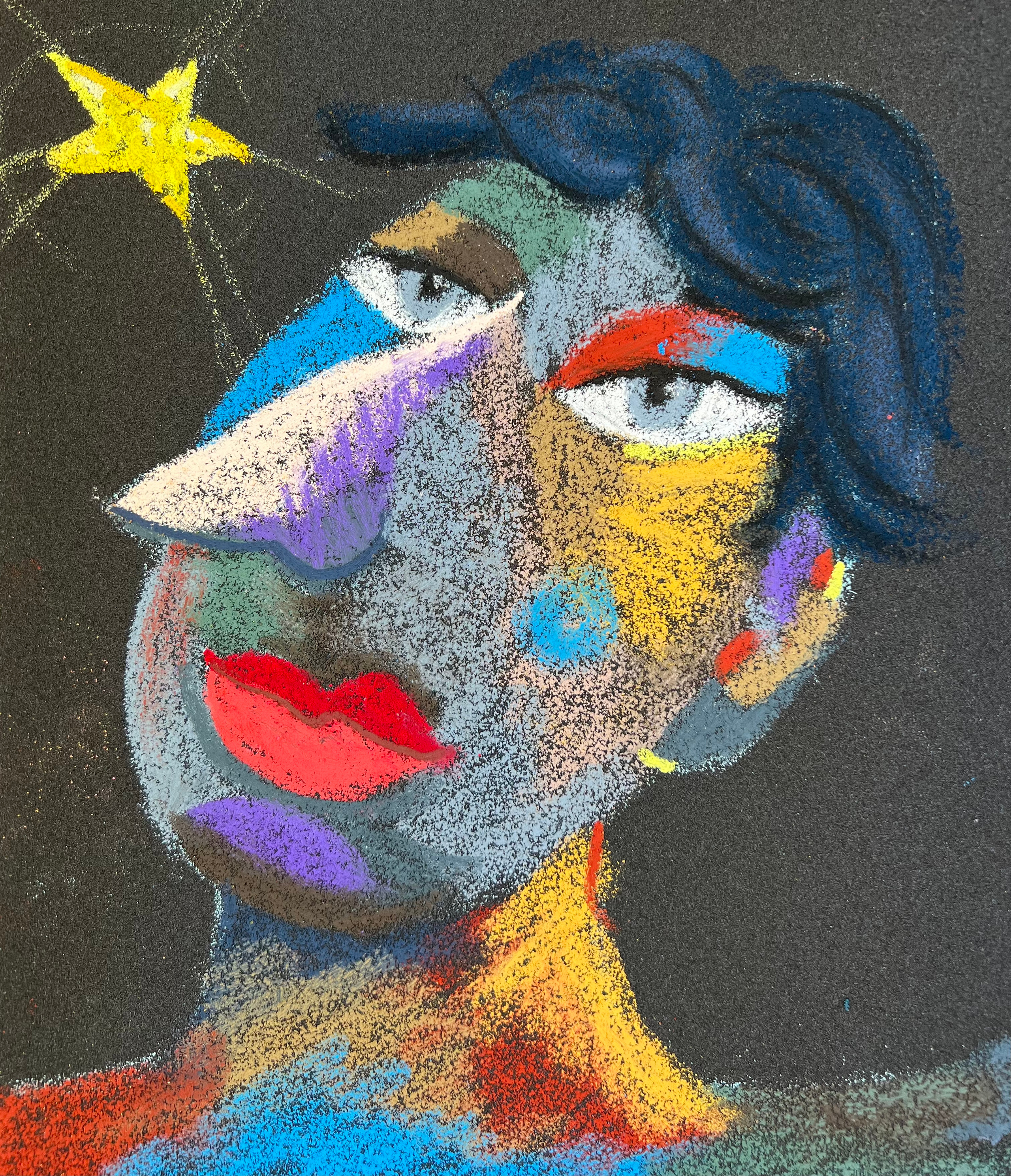 Dreamer Medium: Oil pastel, sandpaper Size: 28 x 23 cm