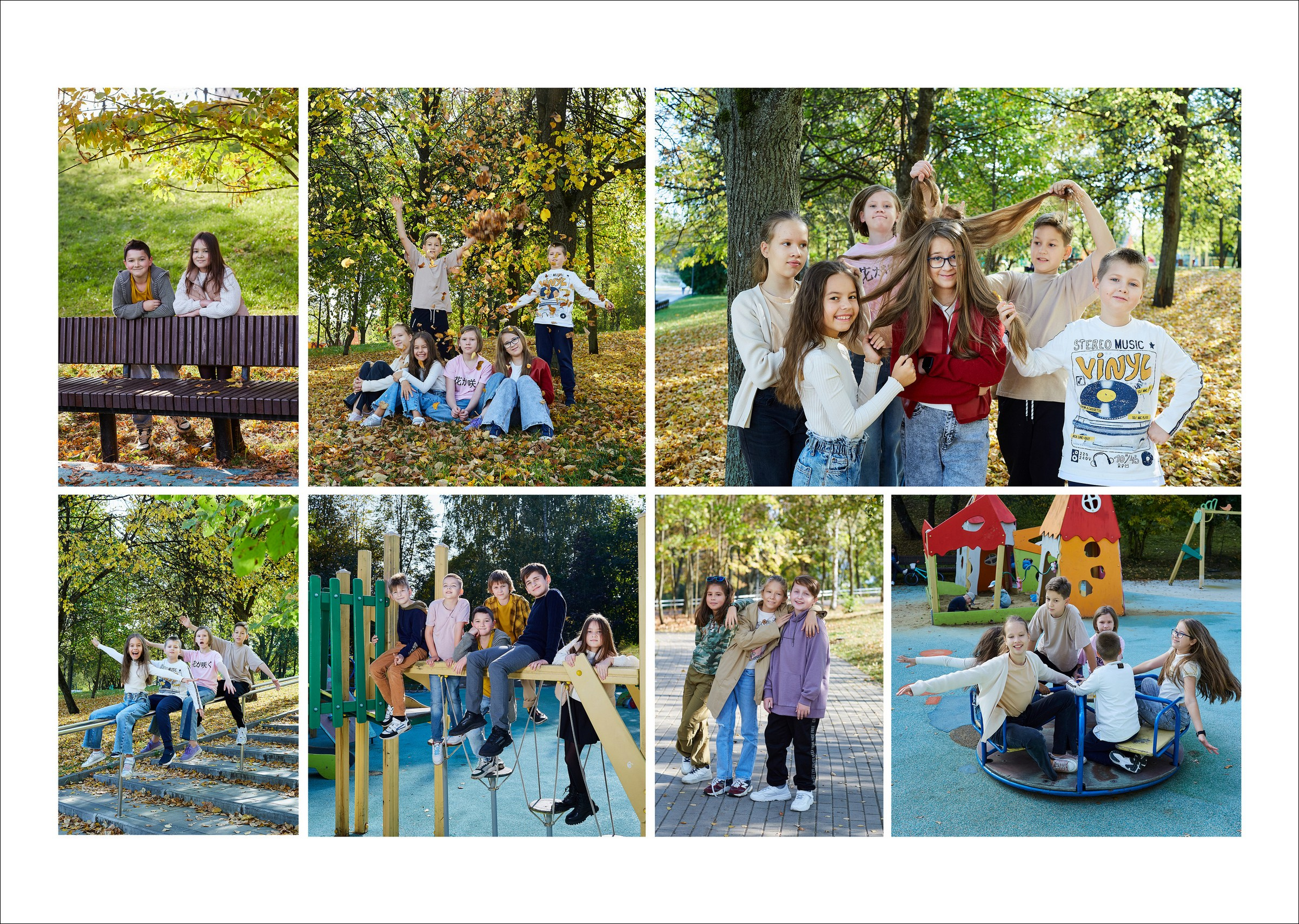 Выпускной альбом для 4 класса с осенней съемкой на улице. Школьный фотограф Сергей Беликов