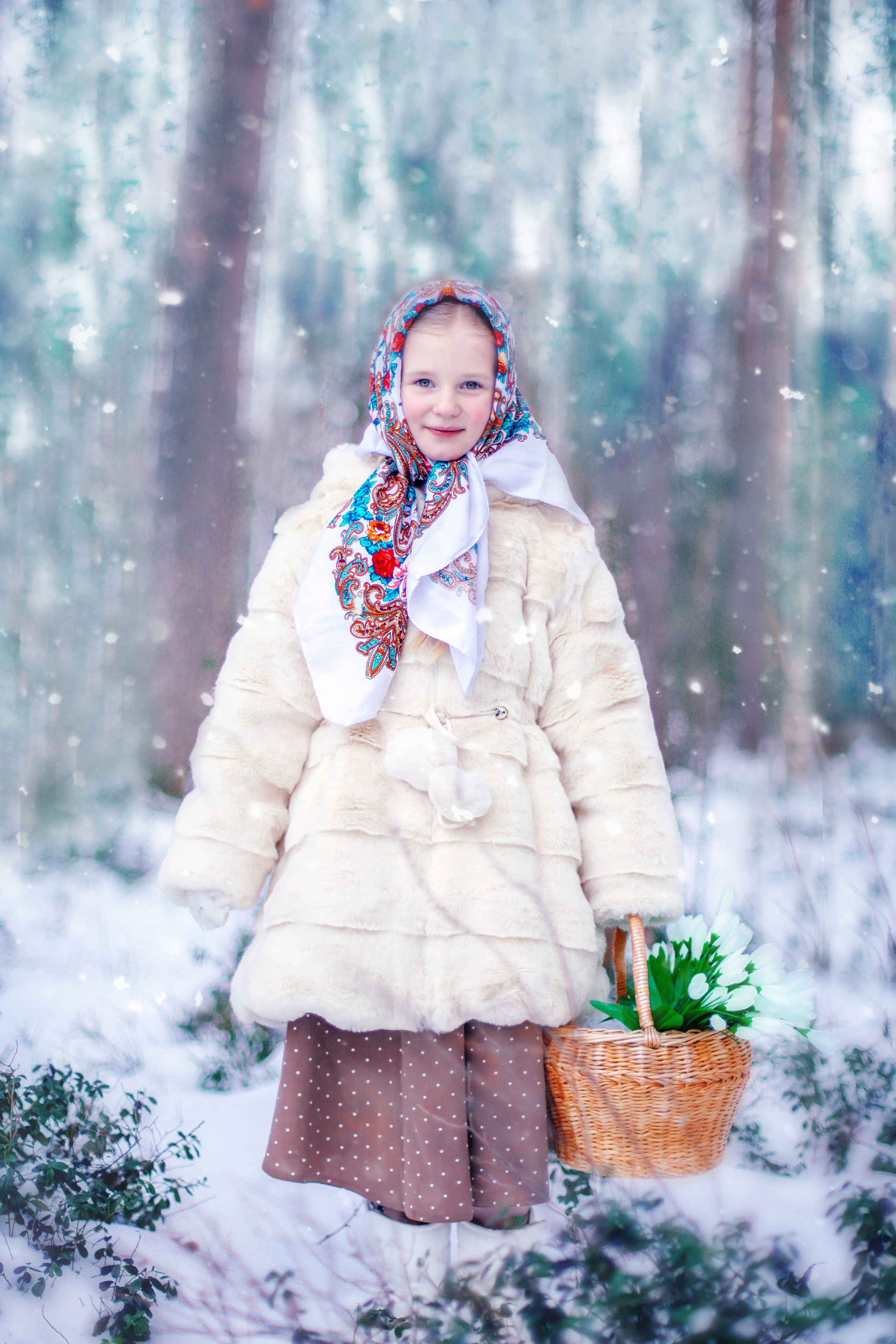 Фотосессия с подснежниками по мотивам сказки «12 месяцев». Детский и семейный фотограф Афанасьева Ольга. Санкт-Петербург
