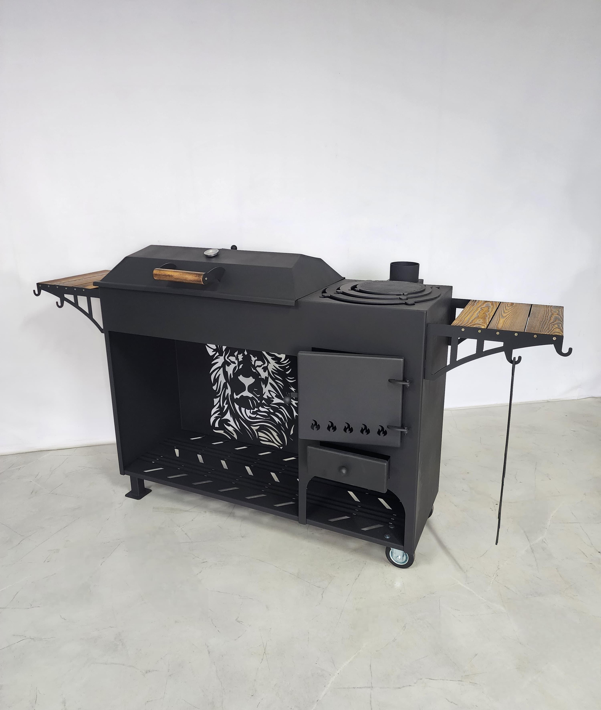 Мангал с печью под казан и крышкой барбекю. Купить / заказать мангал для дома в Краснодаре от производителя «Мангал Мастер»