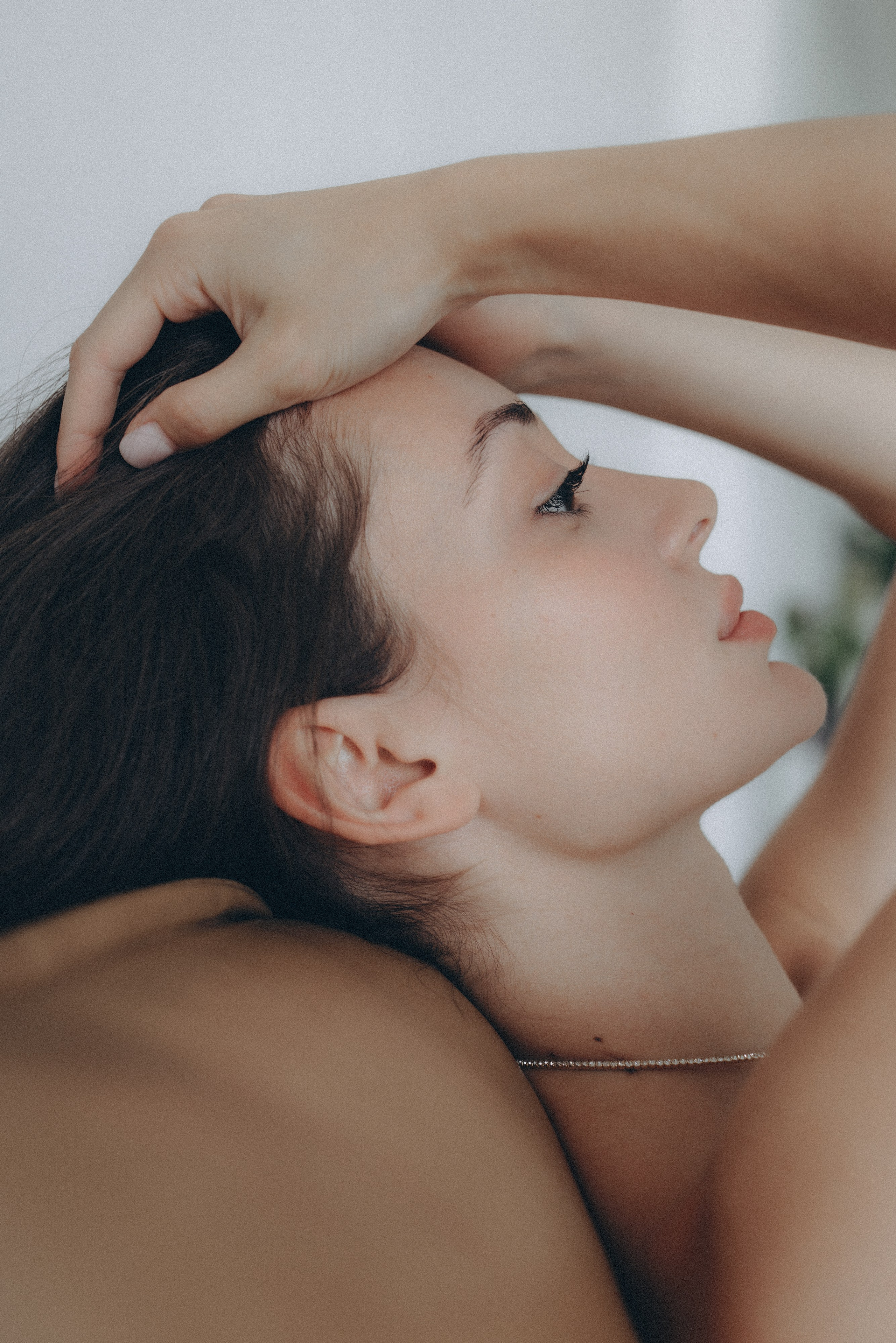 Street portrait of a woman in soft light