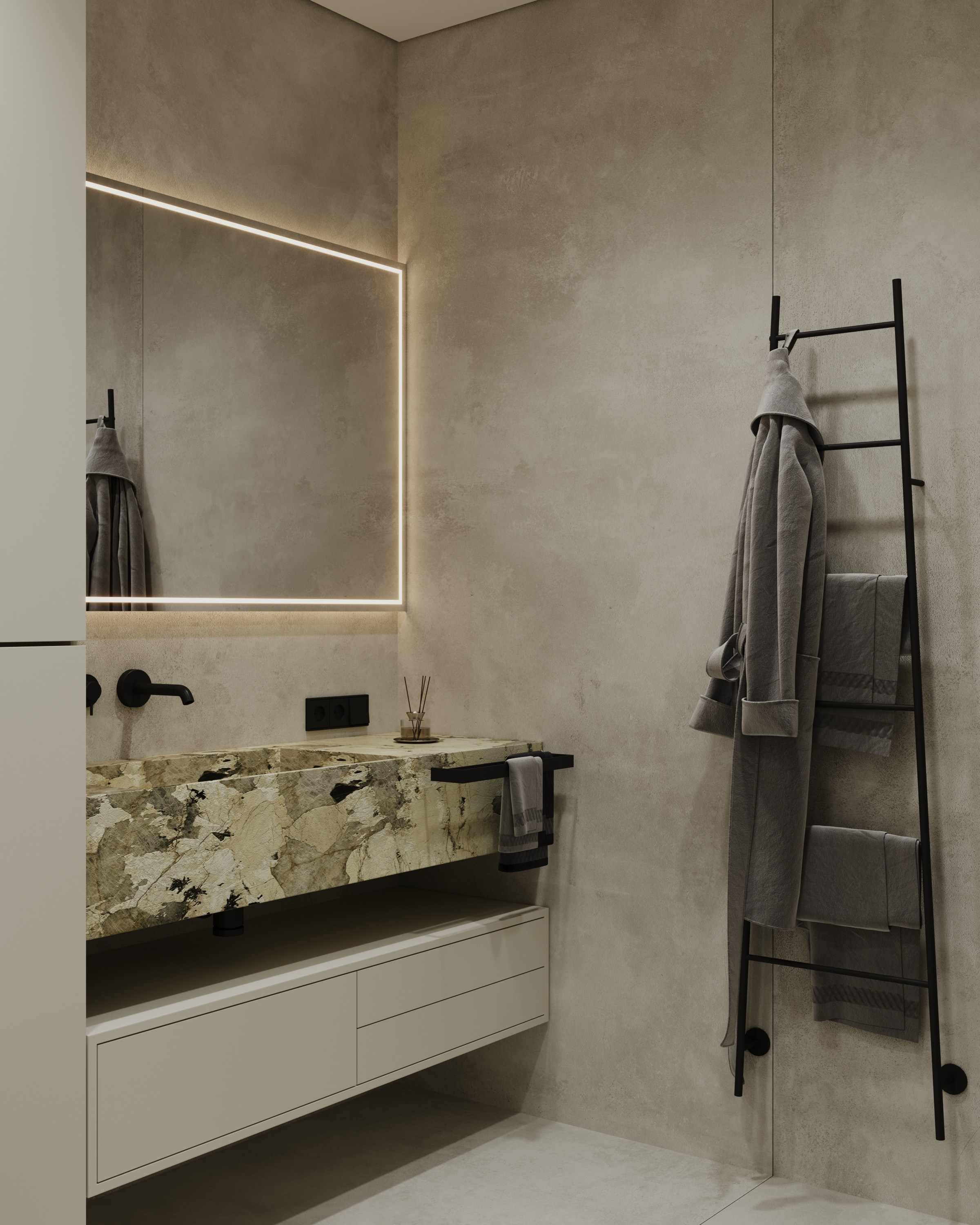 Санузел № 1. Визуализации интерьера