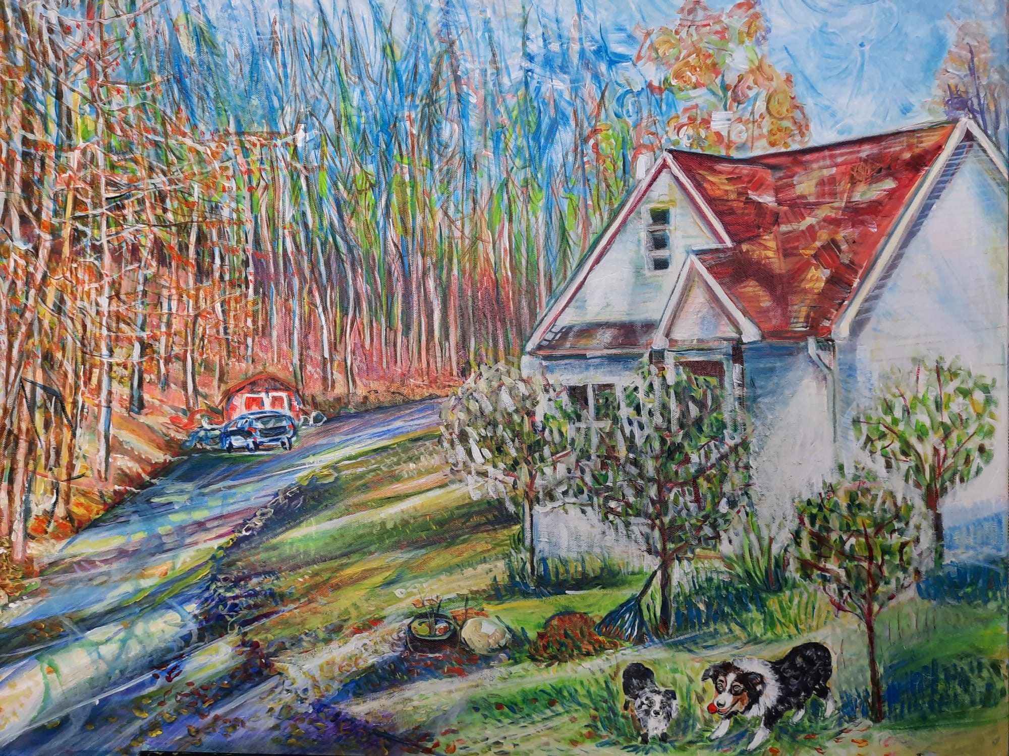 House in the village 80/90 cm acrylic on canvas 2023