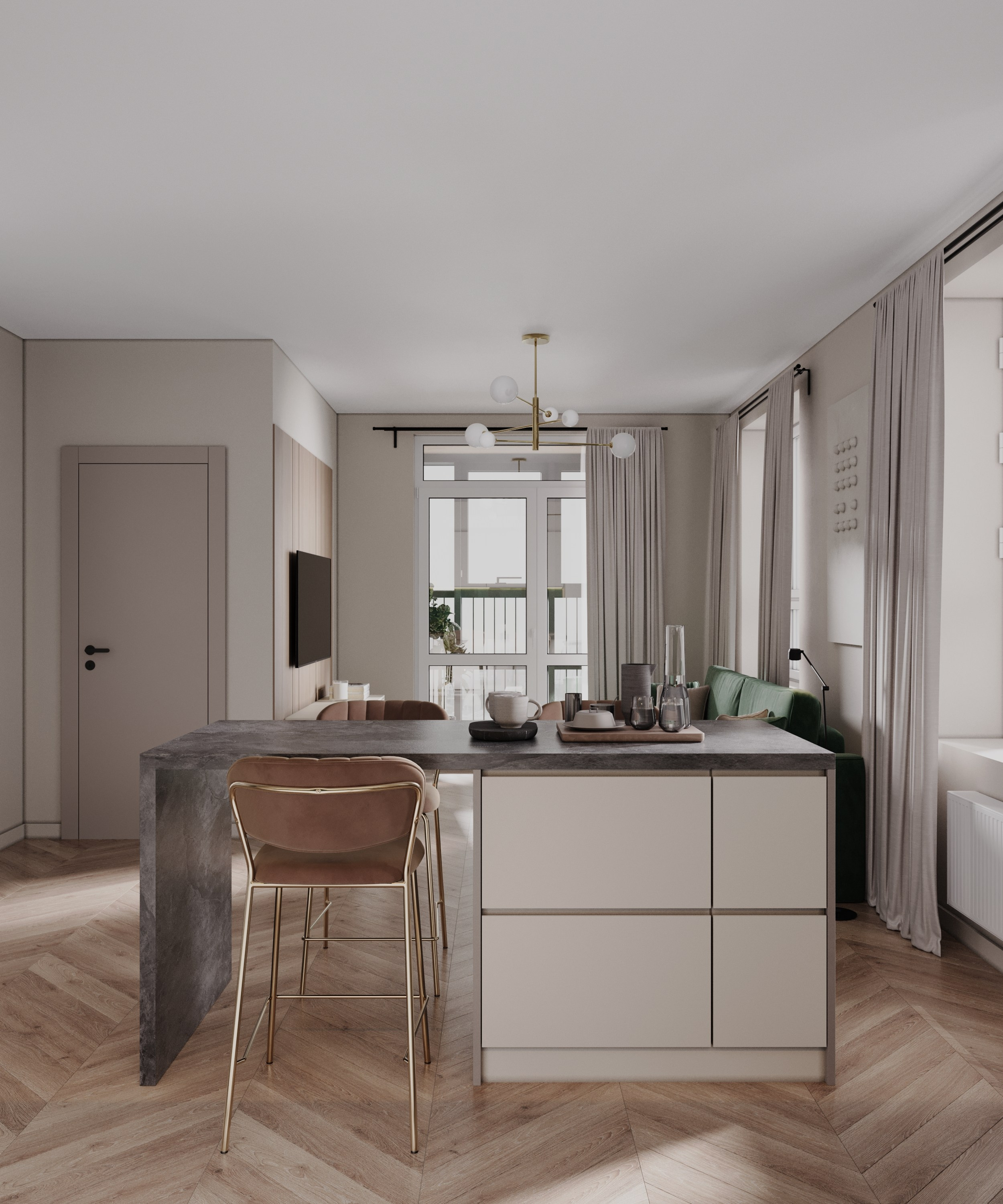 EKAT PARK, 50 m². Анастасия Дремина DREMINA INTERIORS