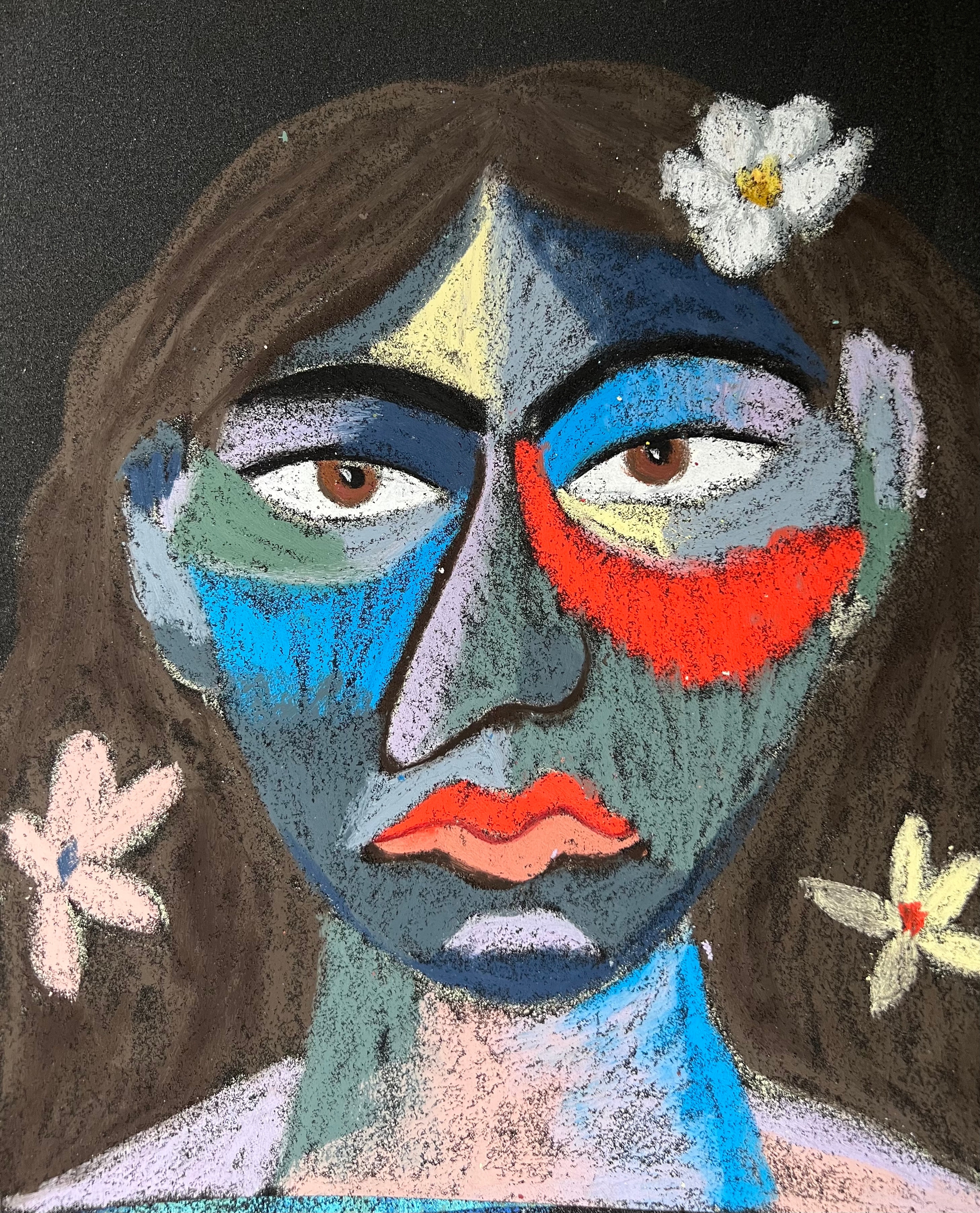 Title: Singer Material: Oil pastel, paper Size: 28 x 23 cm