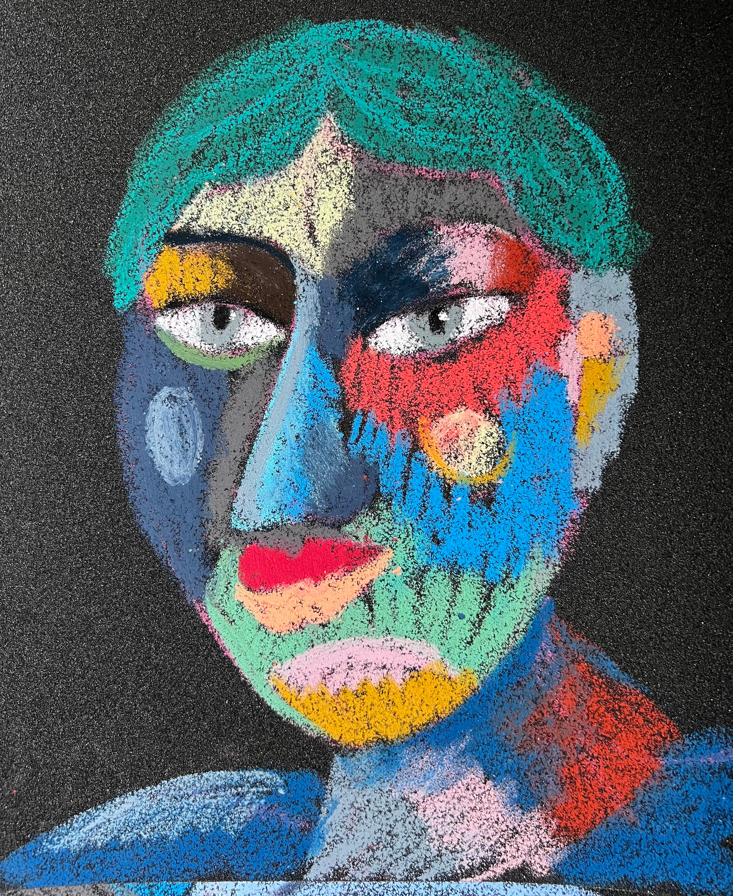 Title: Friend Material: Oil pastel, paper Size: 28 x 23 cm