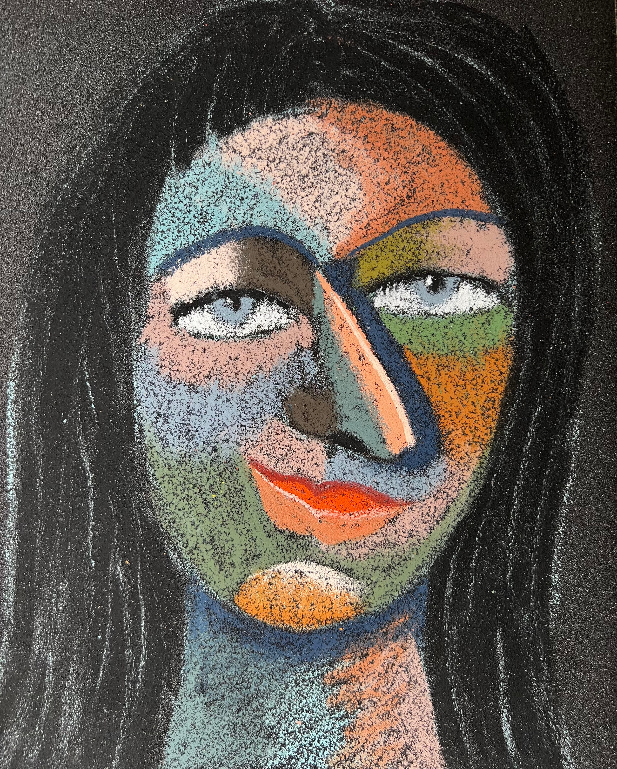 Title: On a Stroll Material: Oil pastel, paper Size: 28 x 23 cm