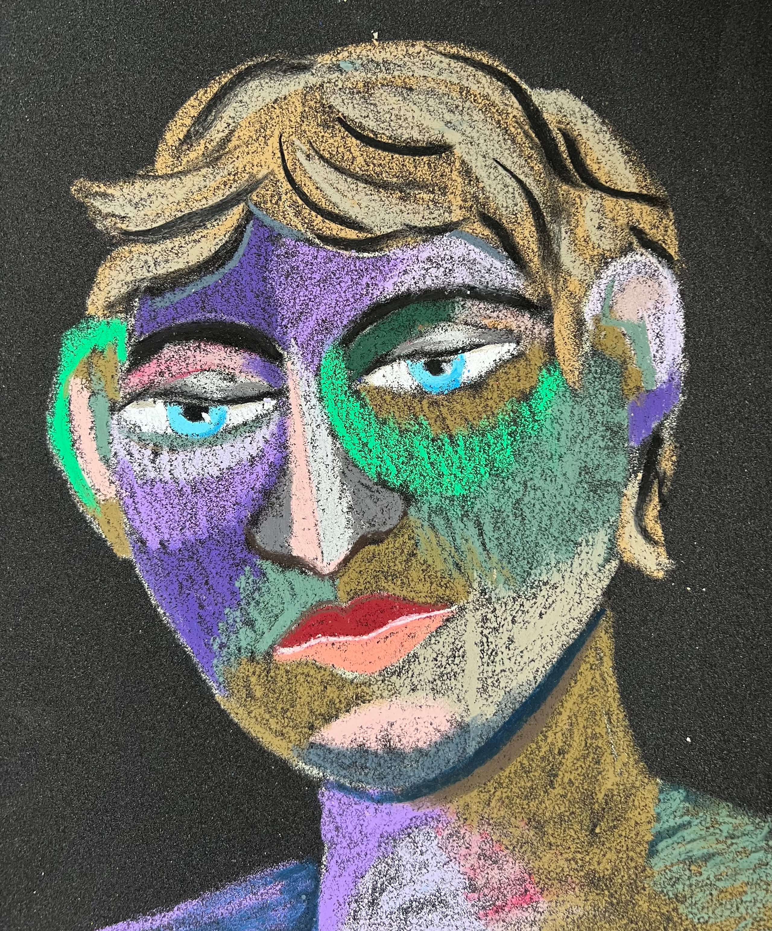 Title: Player Material: Oil pastel, paper Size: 28 x 23 cm