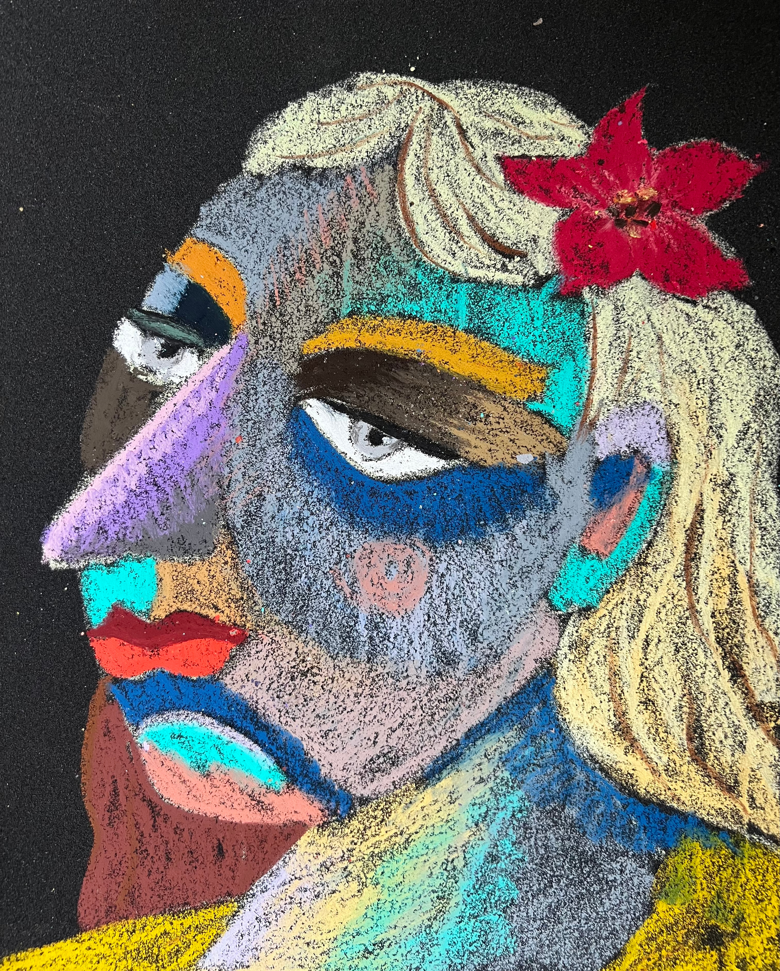 Title: Blonde Material: Oil pastel, paper Size: 28 x 23 cm
