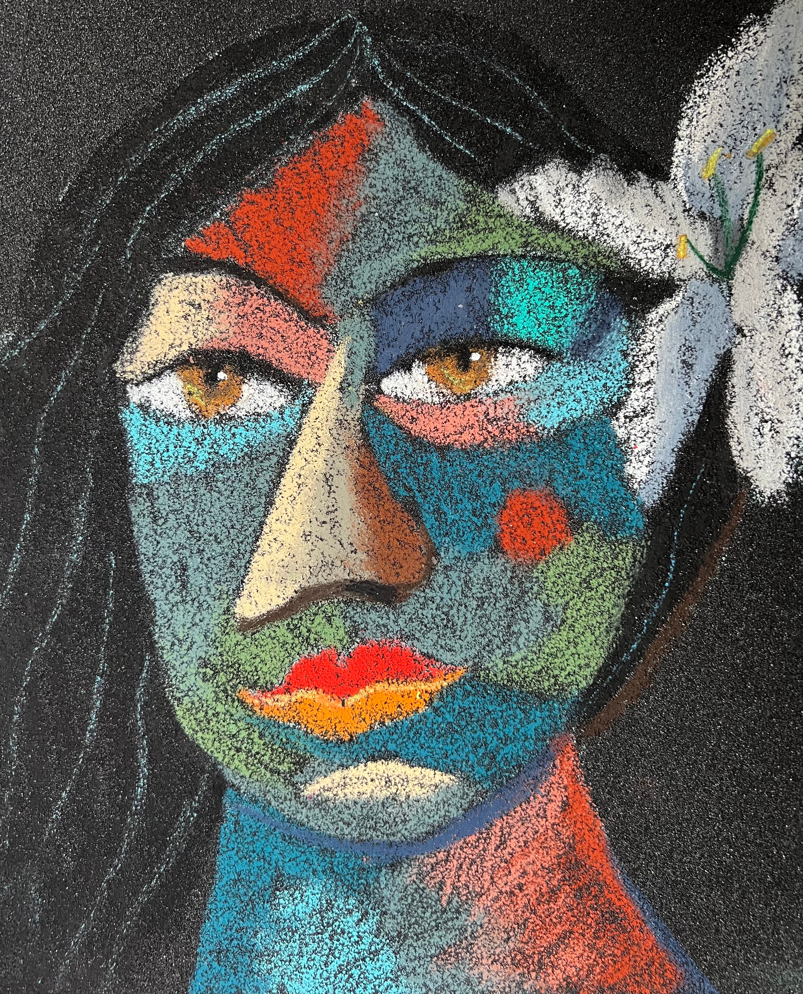 Title: Hawaiian Girl Material: Oil pastel, paper Size: 28 x 23 cm