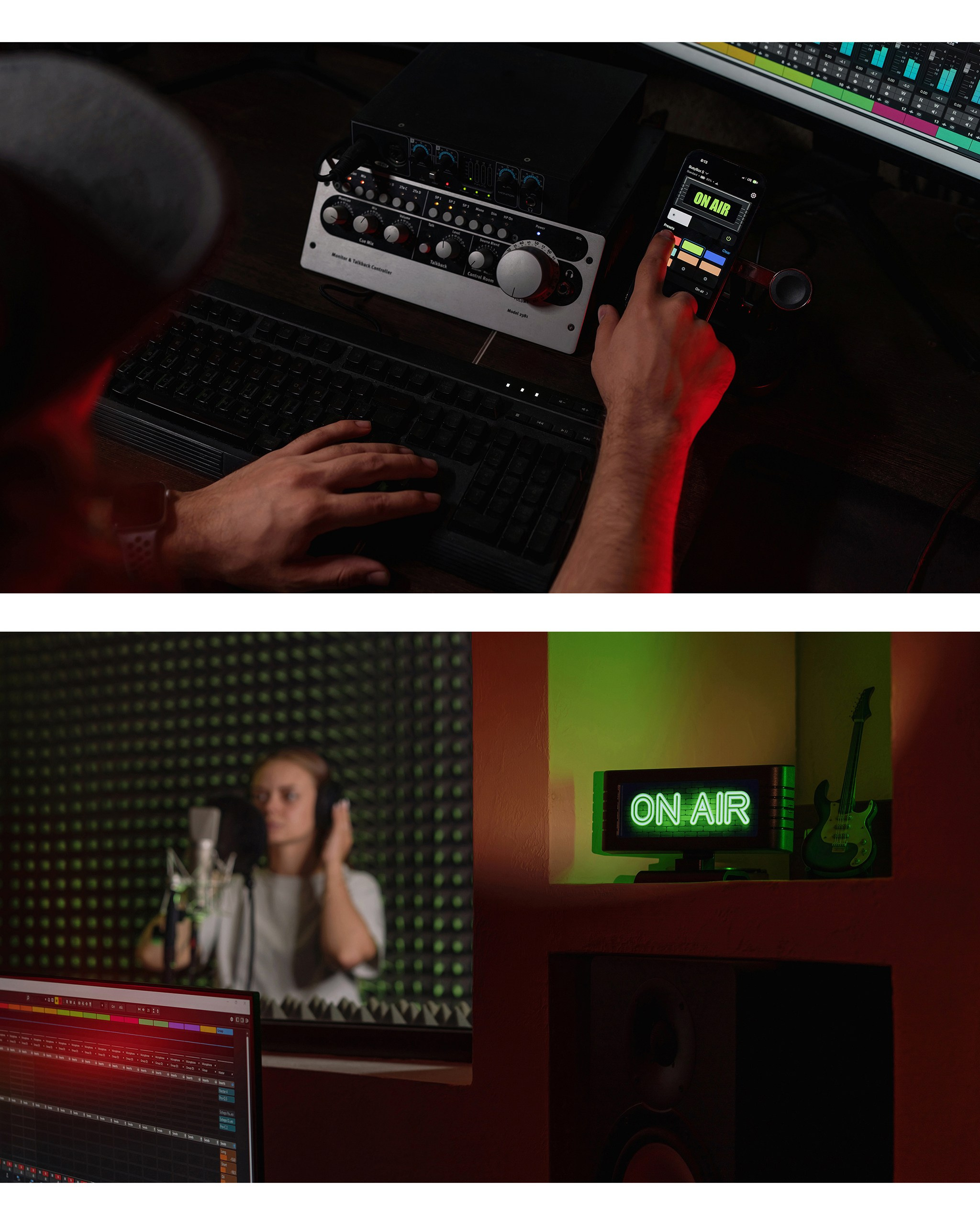 фото девушка в студии звукозаписи