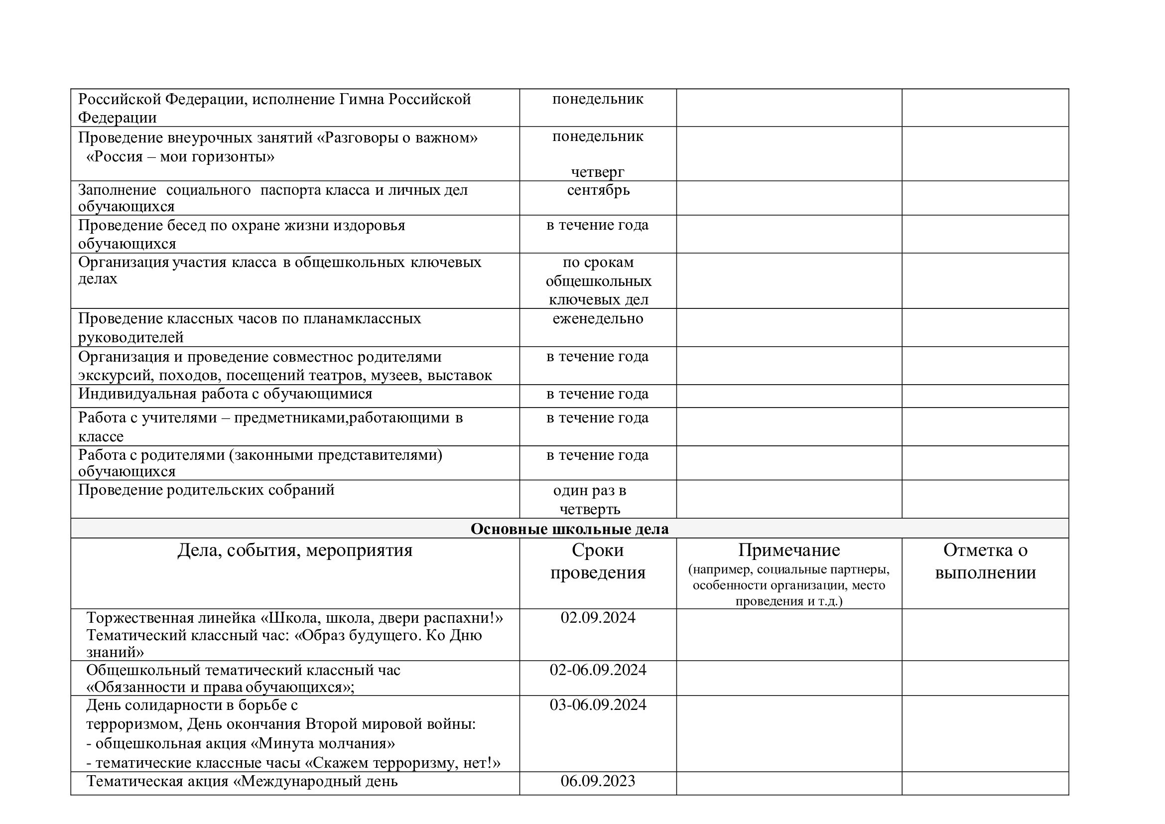 План воспитательной работы 2024-2025