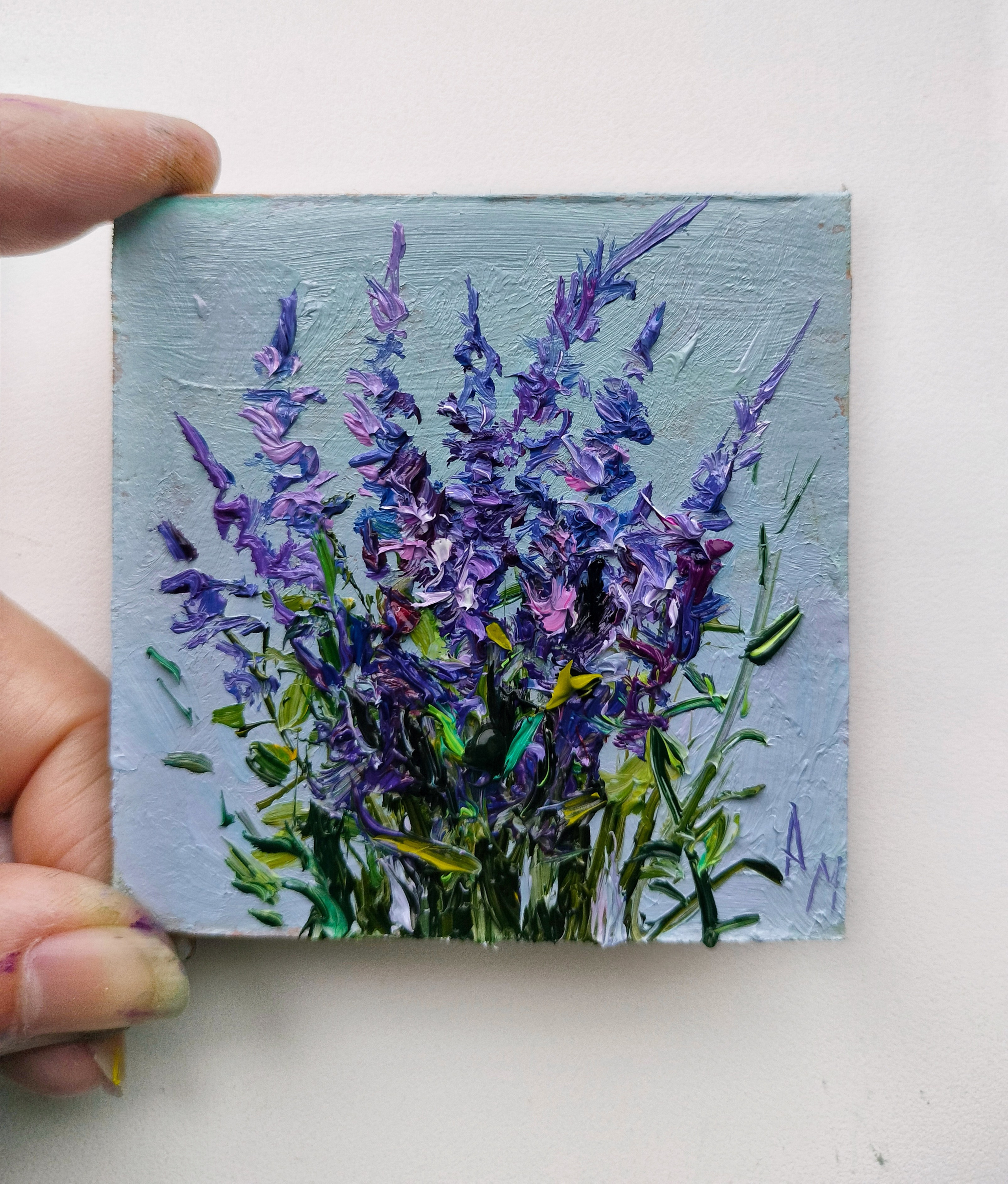 Миниатюра на холсте — купить картину лаванда цветы от художника