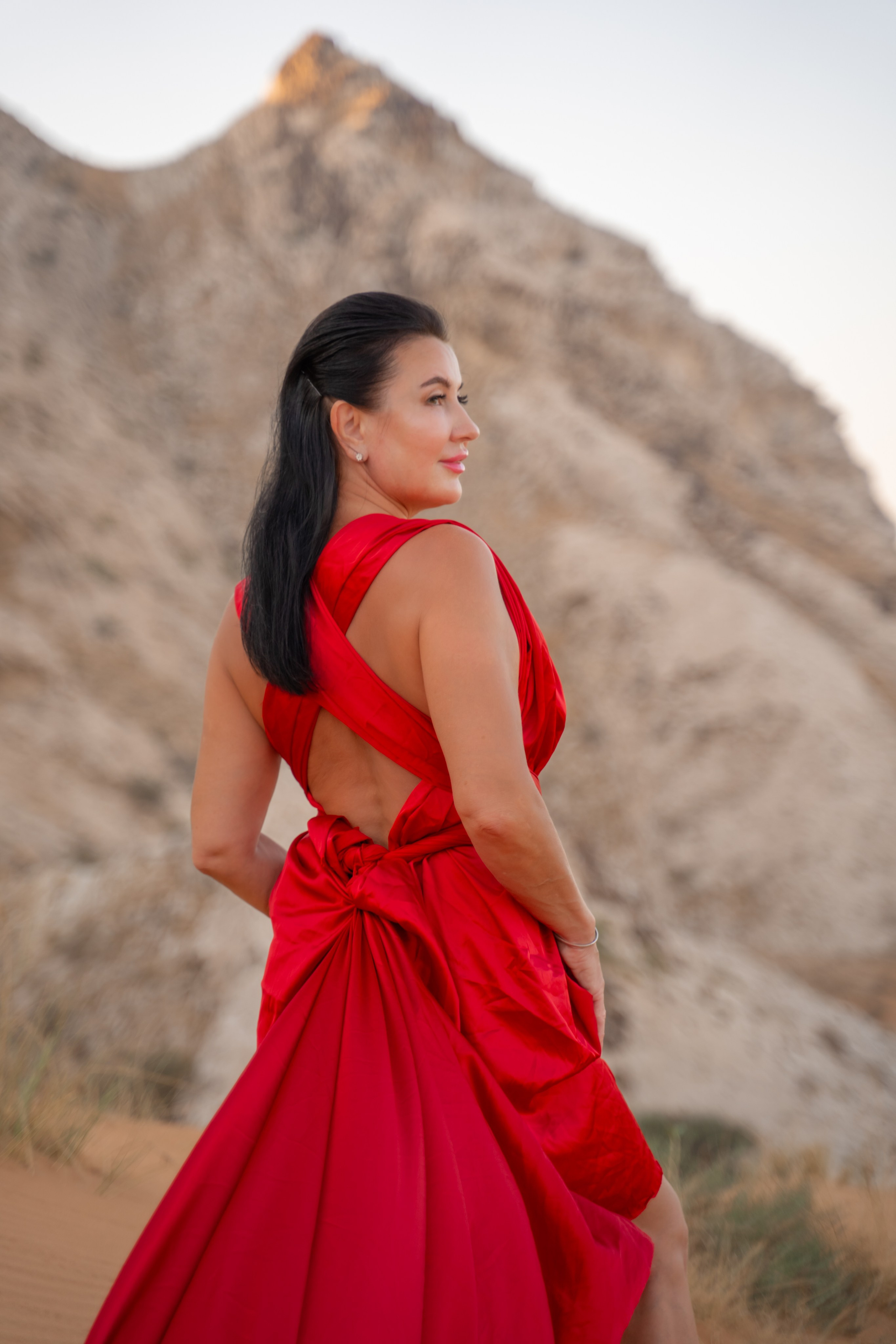 Flying dress in desert