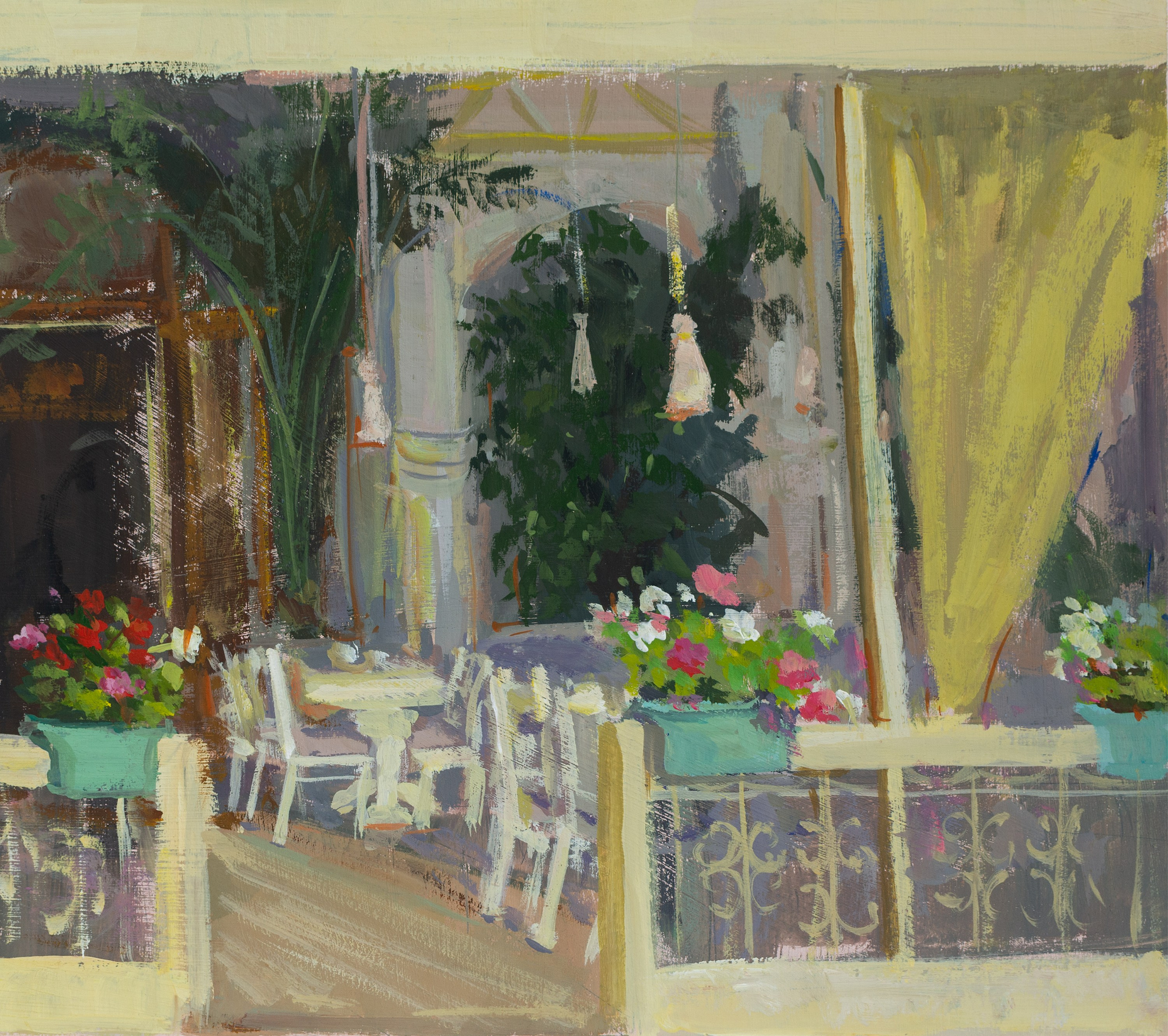 "Вечер.Кафе.Этюд" картон, гуашь 28х28см, 2023г не продается