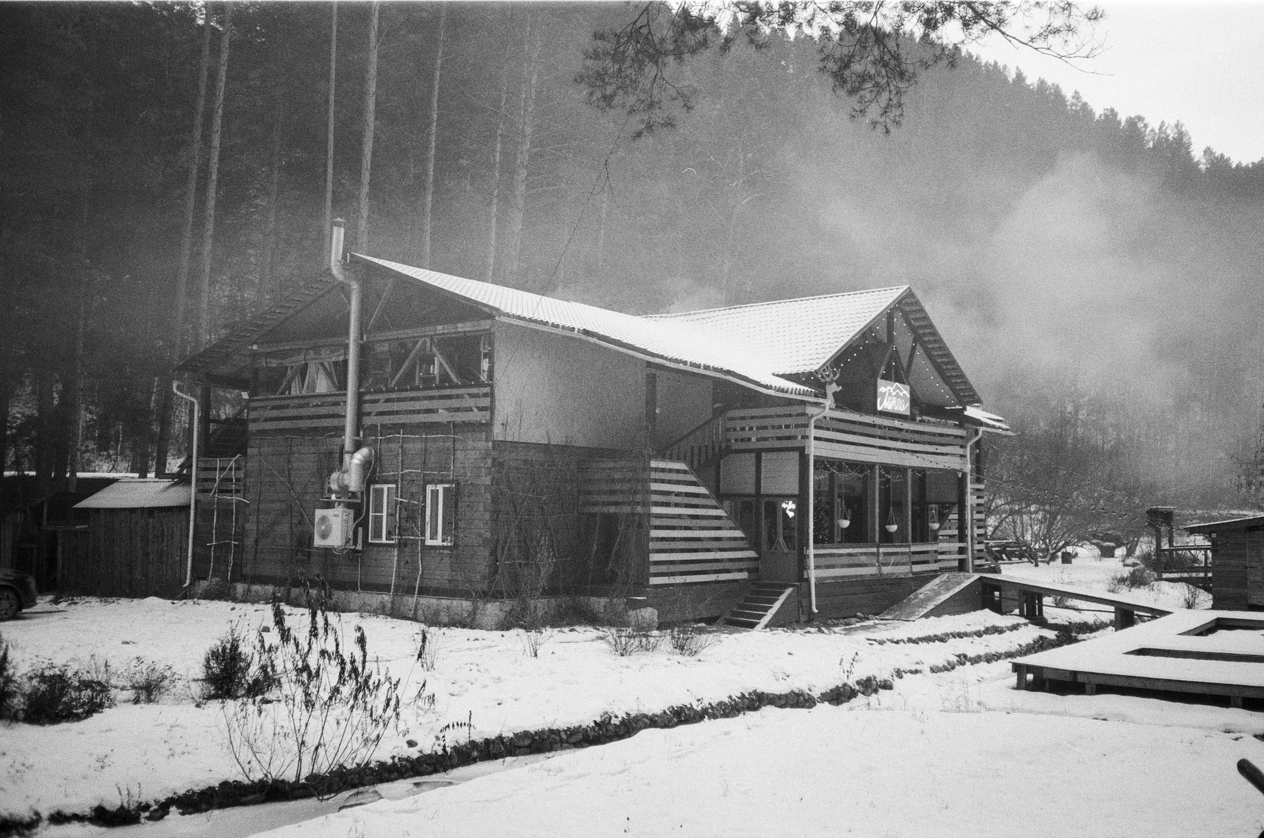 Olympus AF-10 SUPER / Ilford PAN 400 / Алтай, зима 2023 год