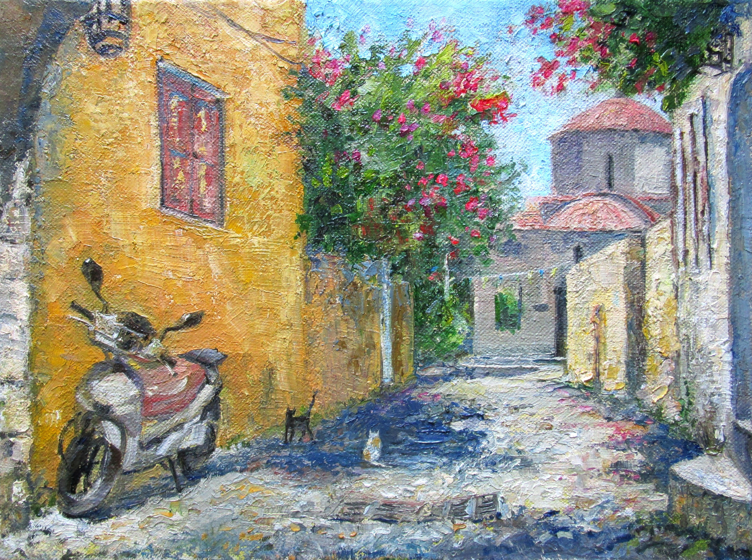 Улица Родоса; холст / масло / мастихин, 2021