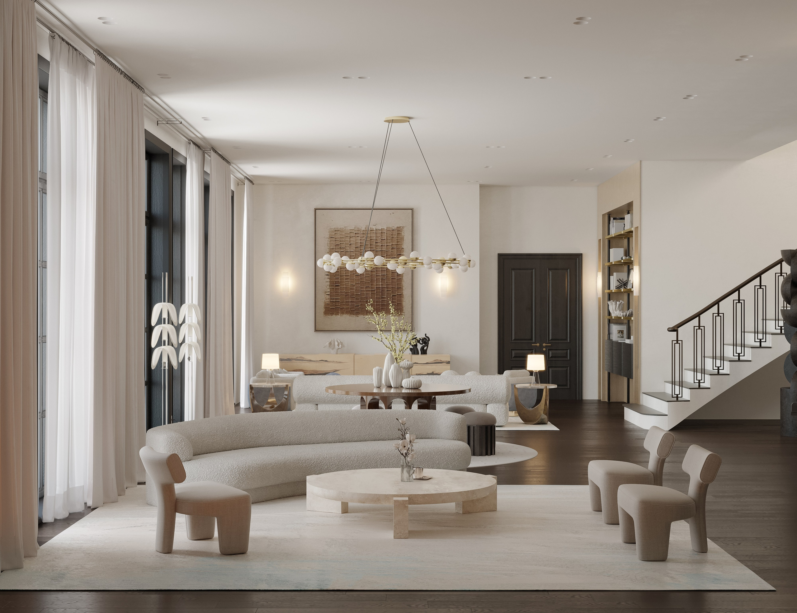 Дом у озера для DAAS Bureau. 3D визуализация интерьера и архитектурной среды