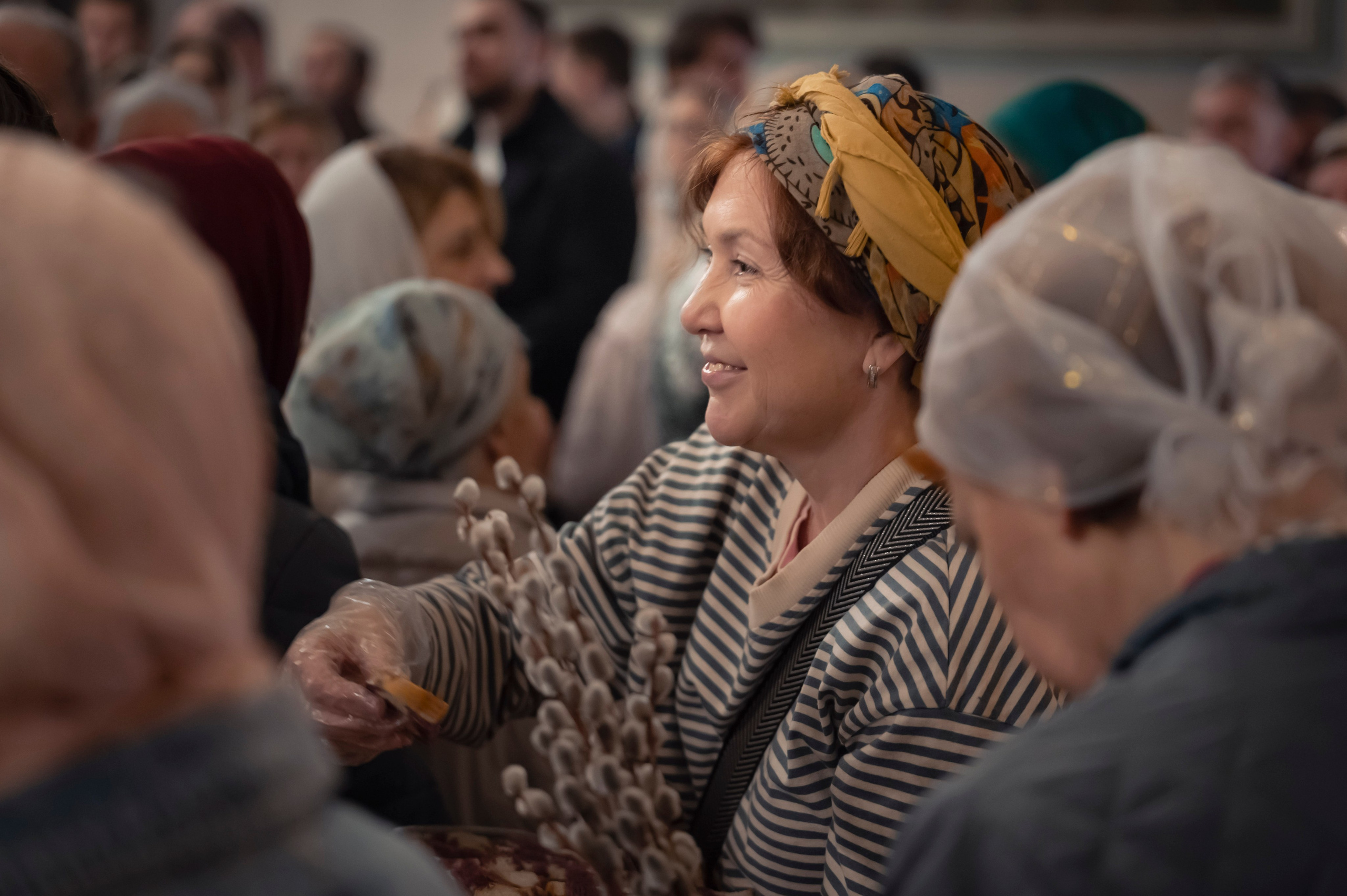 Богородский Храм. Всенощное бдение. Освящение верб. Антон и Татьяна Денисенко — В храме