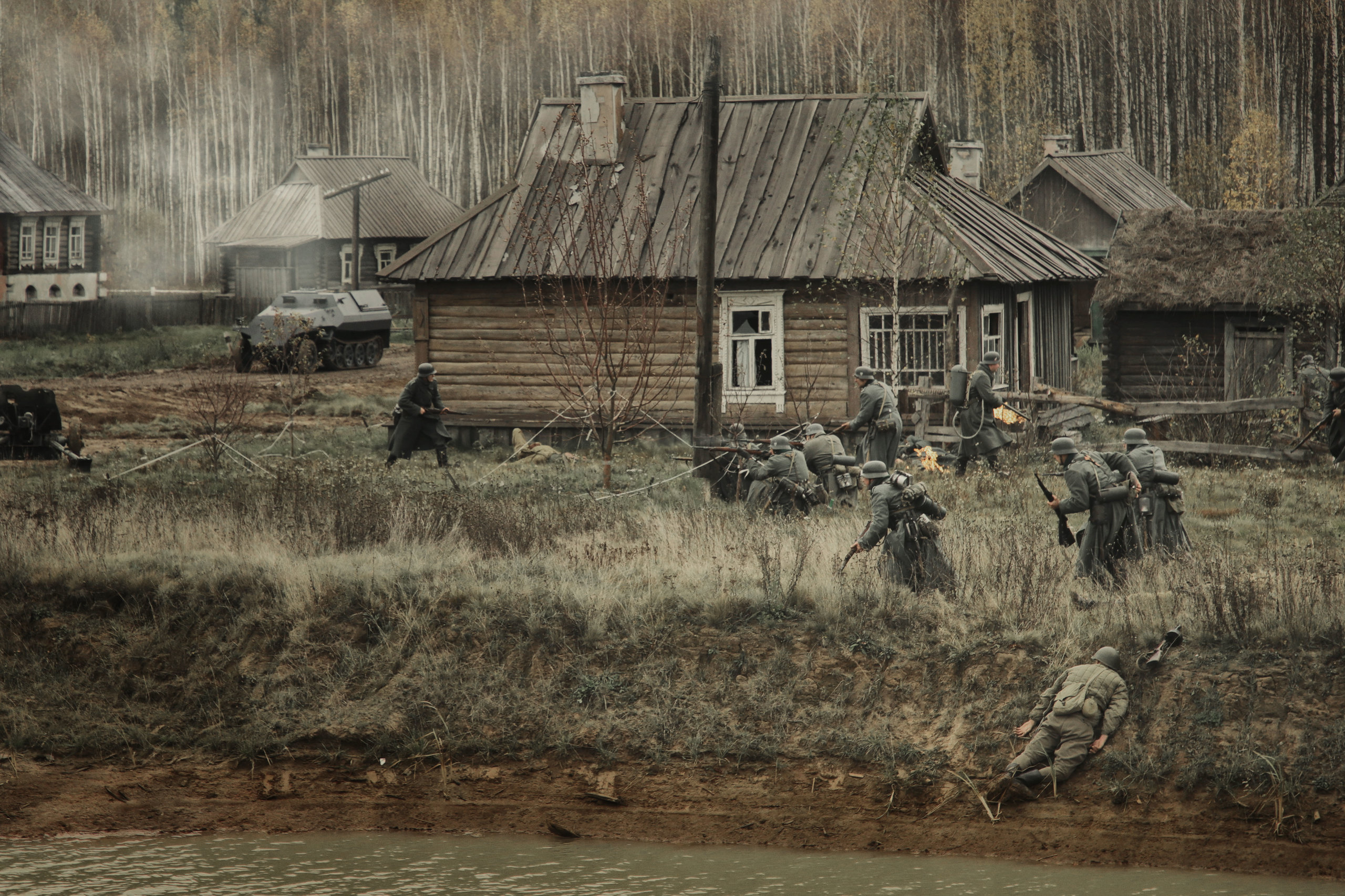 Военно-историческая реконструкция, реконструкция ВОВ, реконструкторы, кинокомплекс Военфильм, репортаж, 1941 год, Битва за Москву, Подольские курсанты, Ильинский рубеж