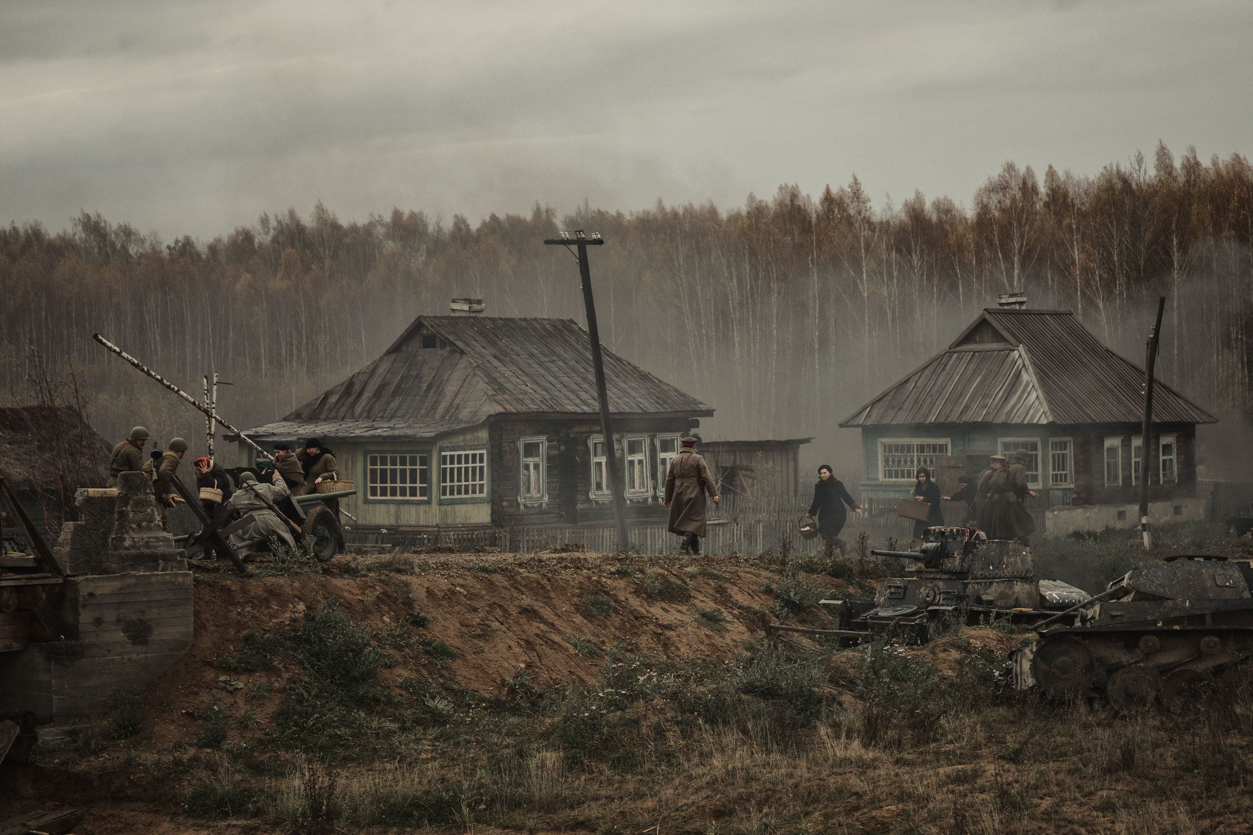 Военно-историческая реконструкция, реконструкция ВОВ, реконструкторы, кинокомплекс Военфильм, репортаж, 1941 год, Битва за Москву, Подольские курсанты, Ильинский рубеж