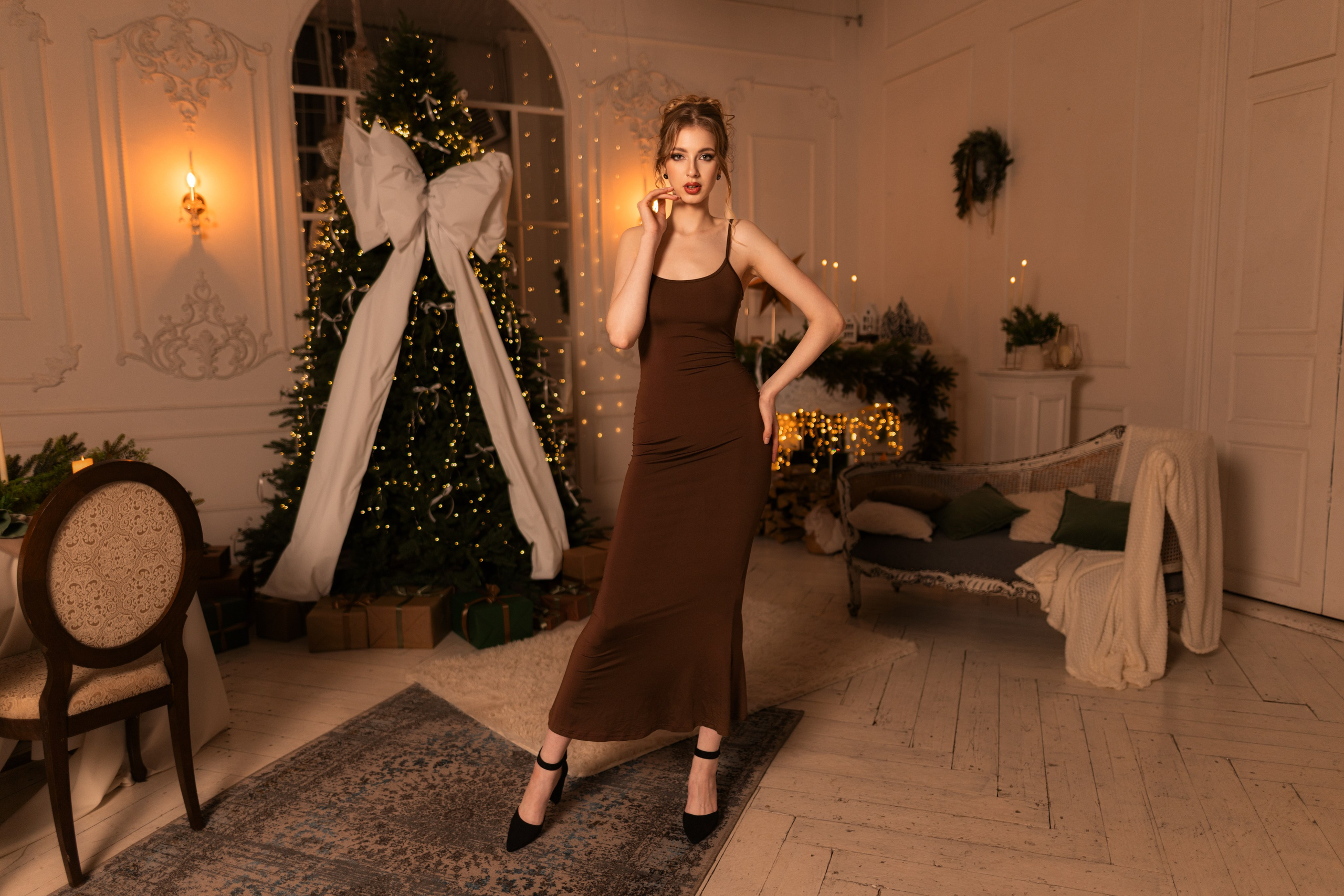 Студийная вечерняя съемка с Ксенией в интерьере