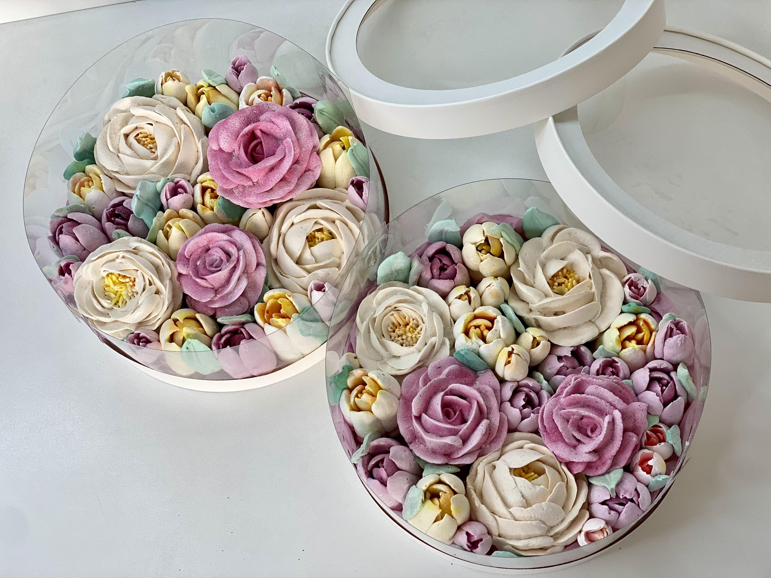 Цветы из зефира, 24 см аквабокс. Katyasugarsugar капкейки, зефир, торты Москва