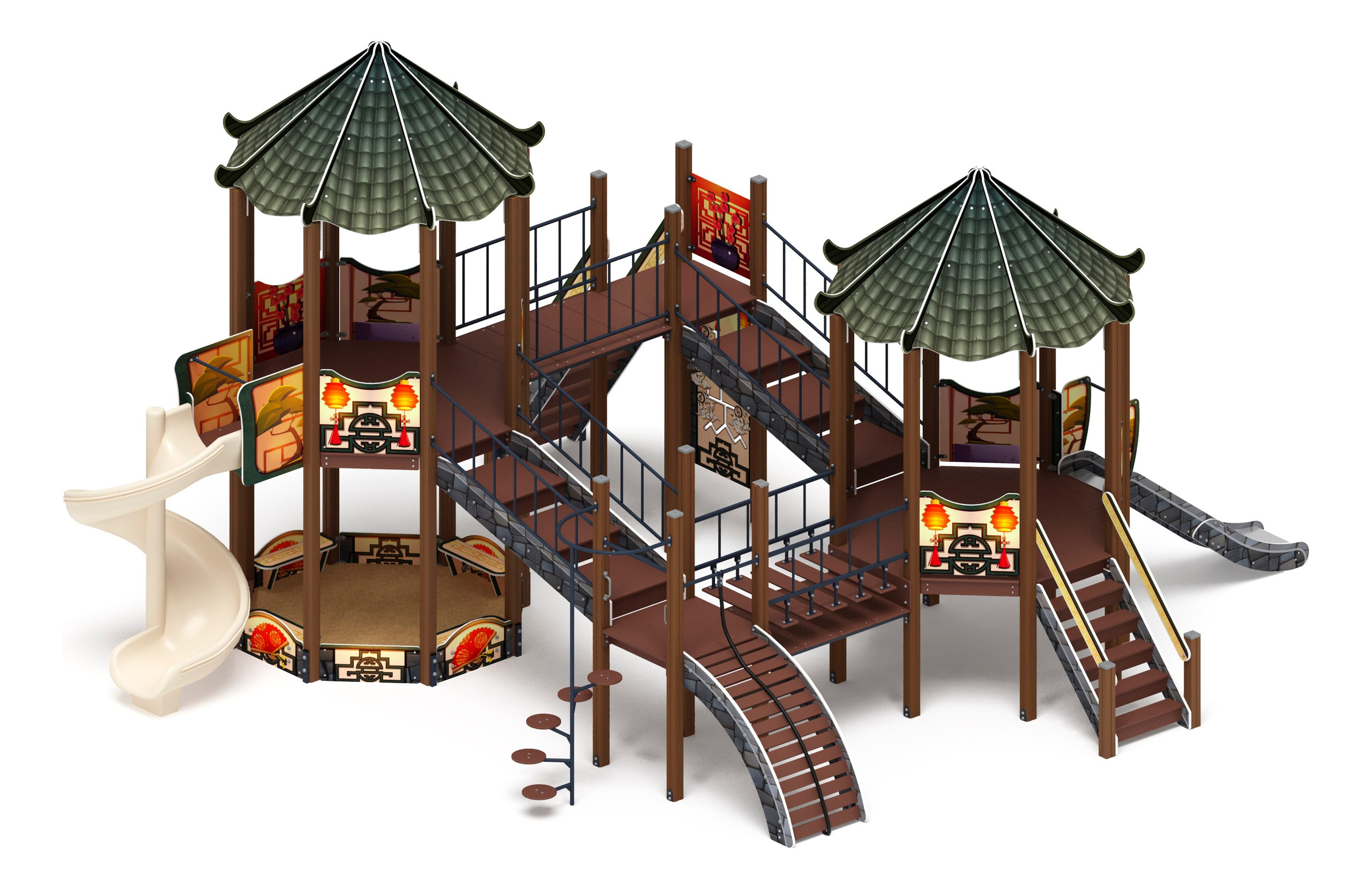 Карнавал (Шанхай) - ДИК 2.22.04-02.И1 - Игровой комплекс H=1200 H=2000                                                                                    Габариты (ШхДхВ): 9280x7600x5100                                                                                                                                                                     Зона безопасности, мм: 13280х10600                                                                                                                                                               Скат горки: H=1200 (металлический скат) / H=2000 (винтовой скат)                                                                                            Возрастные ограничения от 5 до 12 лет