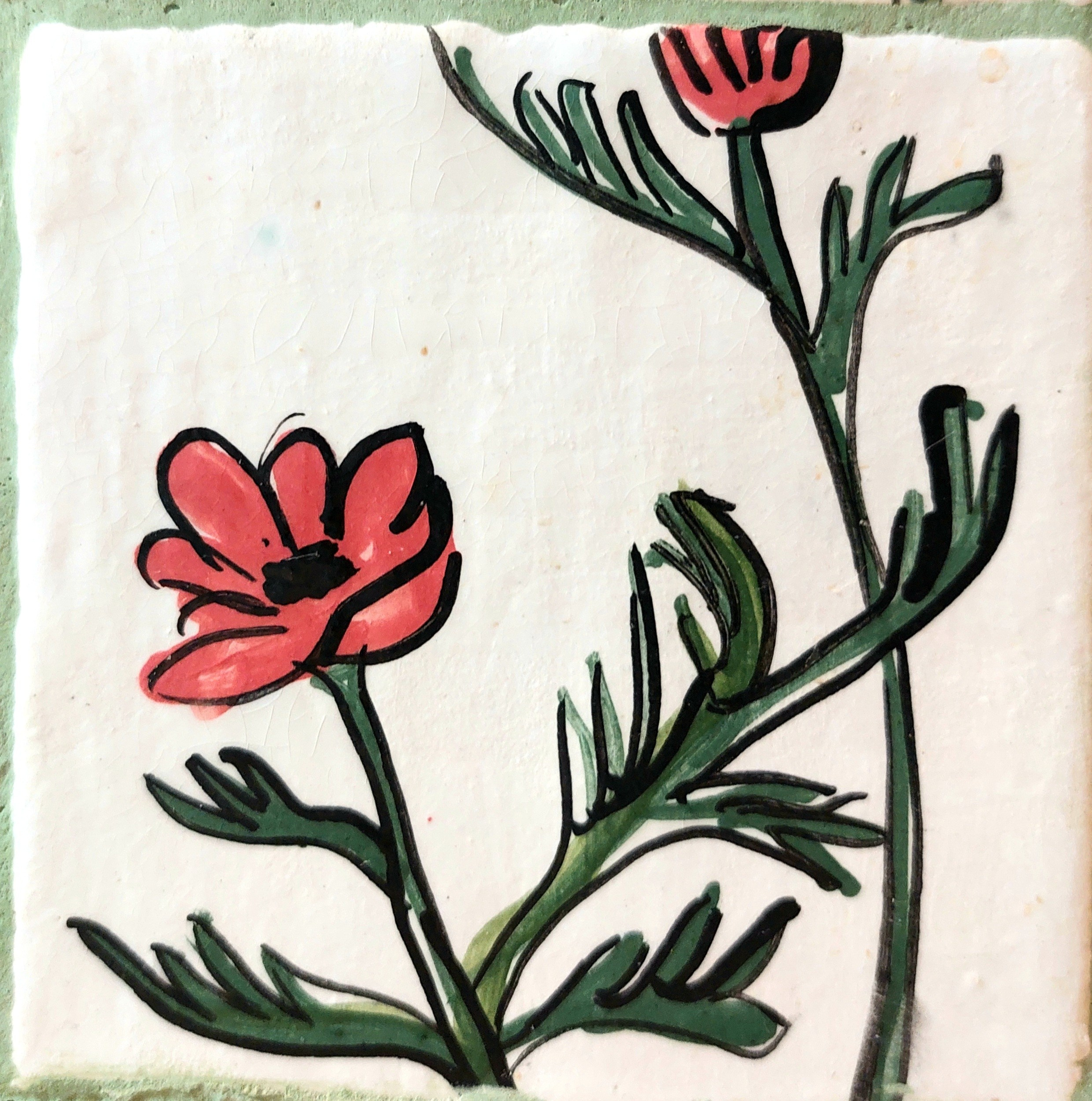 Много плиток-цветочков. Керамика с историей. Елена Рогалёва