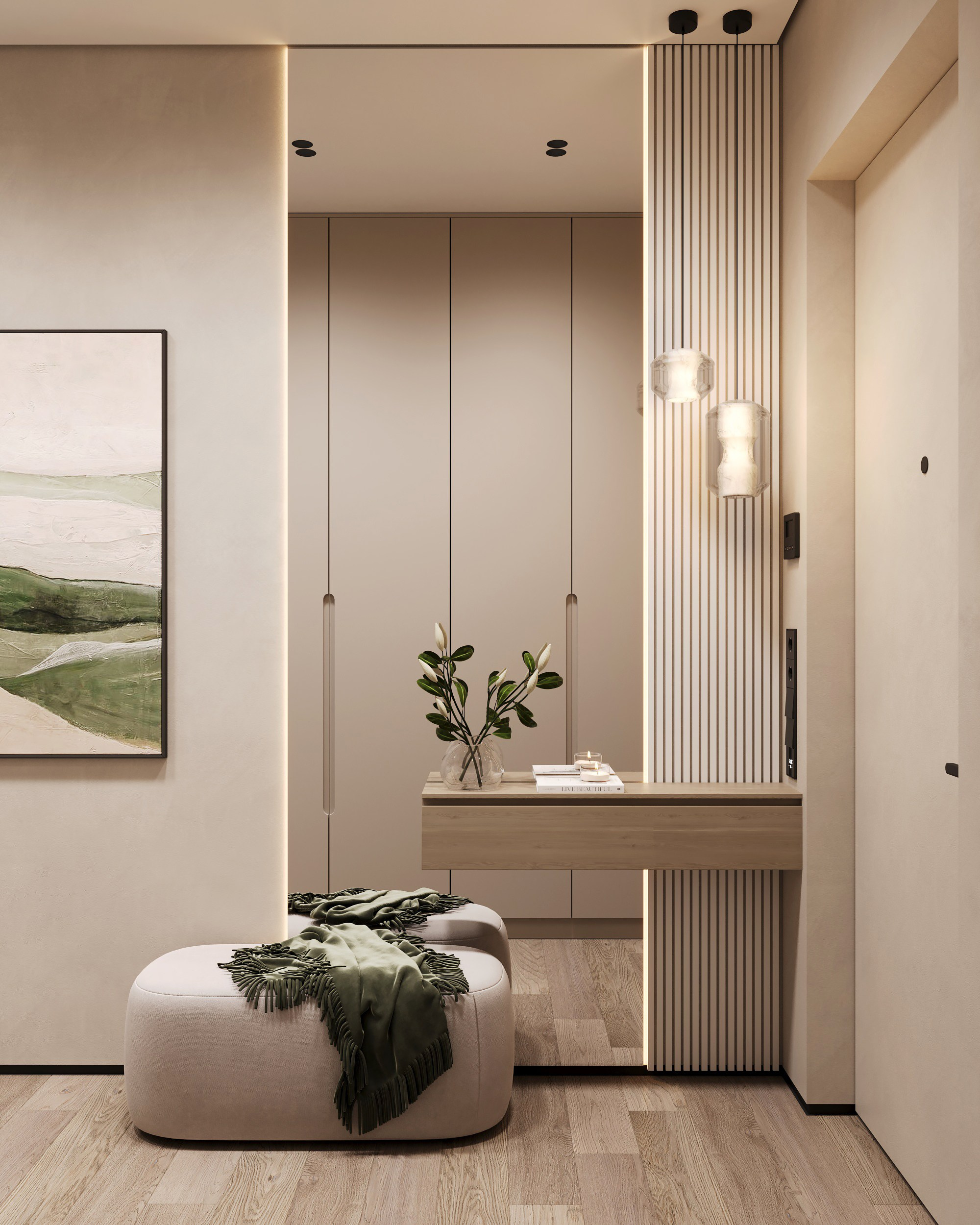 Bottle and Beige. Дизайн интерьера | 3D визуализация | Миланская Марина
