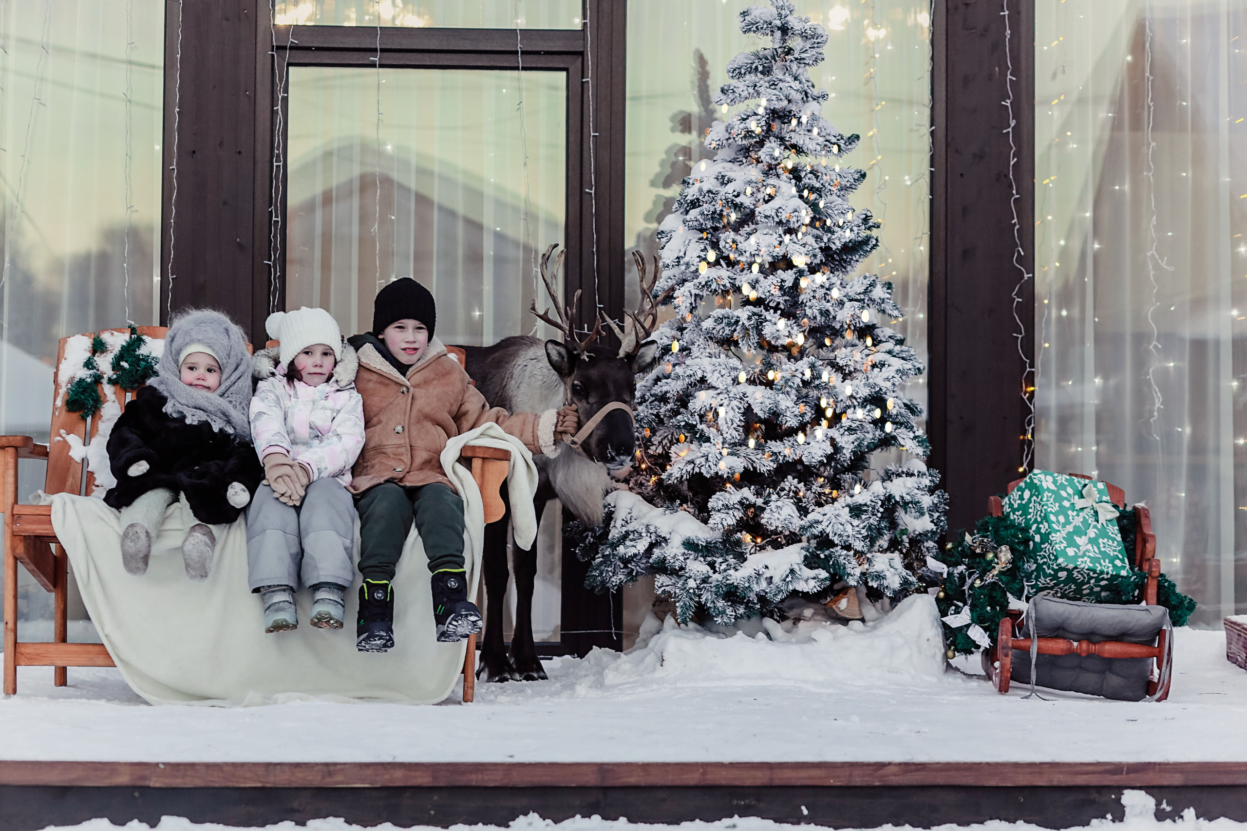 Семейная фотосессия с оленем. Иванова Ирина Свадебный и семейный фотограф г. Уфа