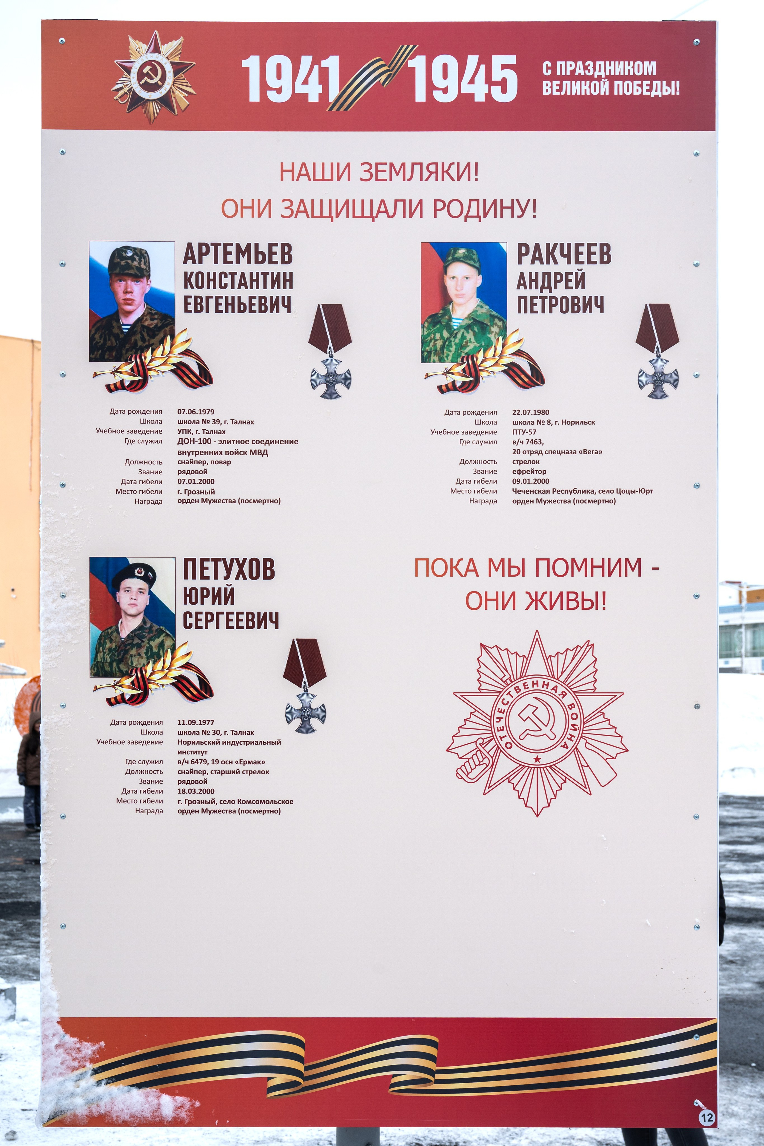 Нащи земляки! Они защищали родину!. Талнах.рф