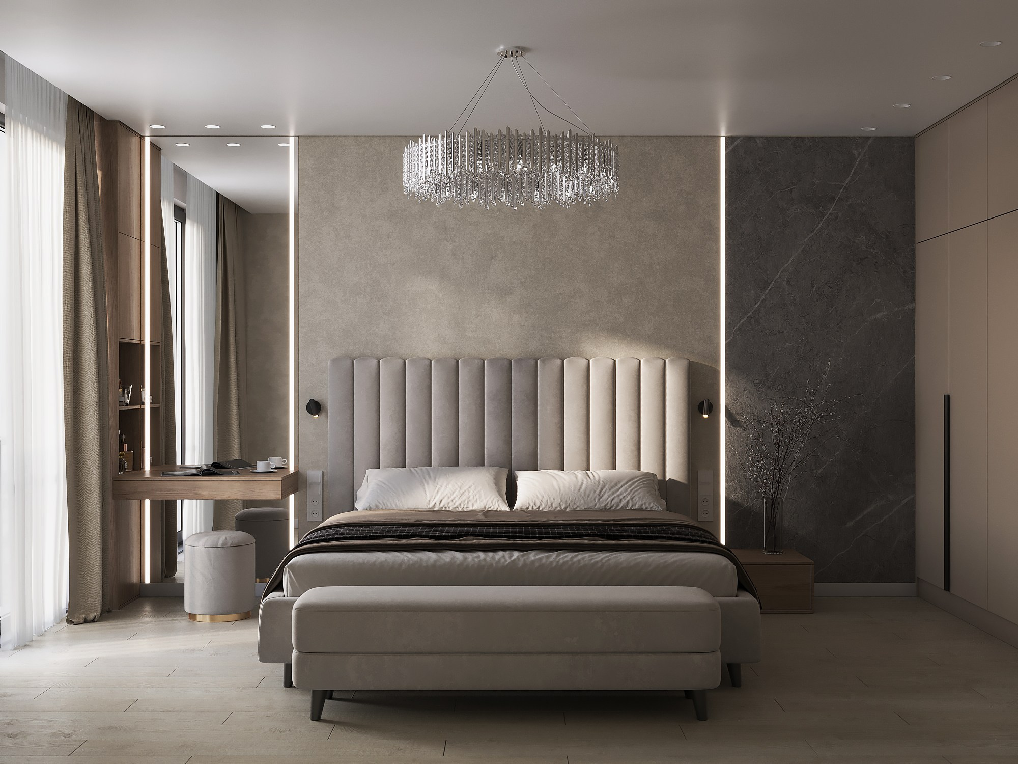 Спальня родителей. 3D-дизайнер Кристина Пуляевская