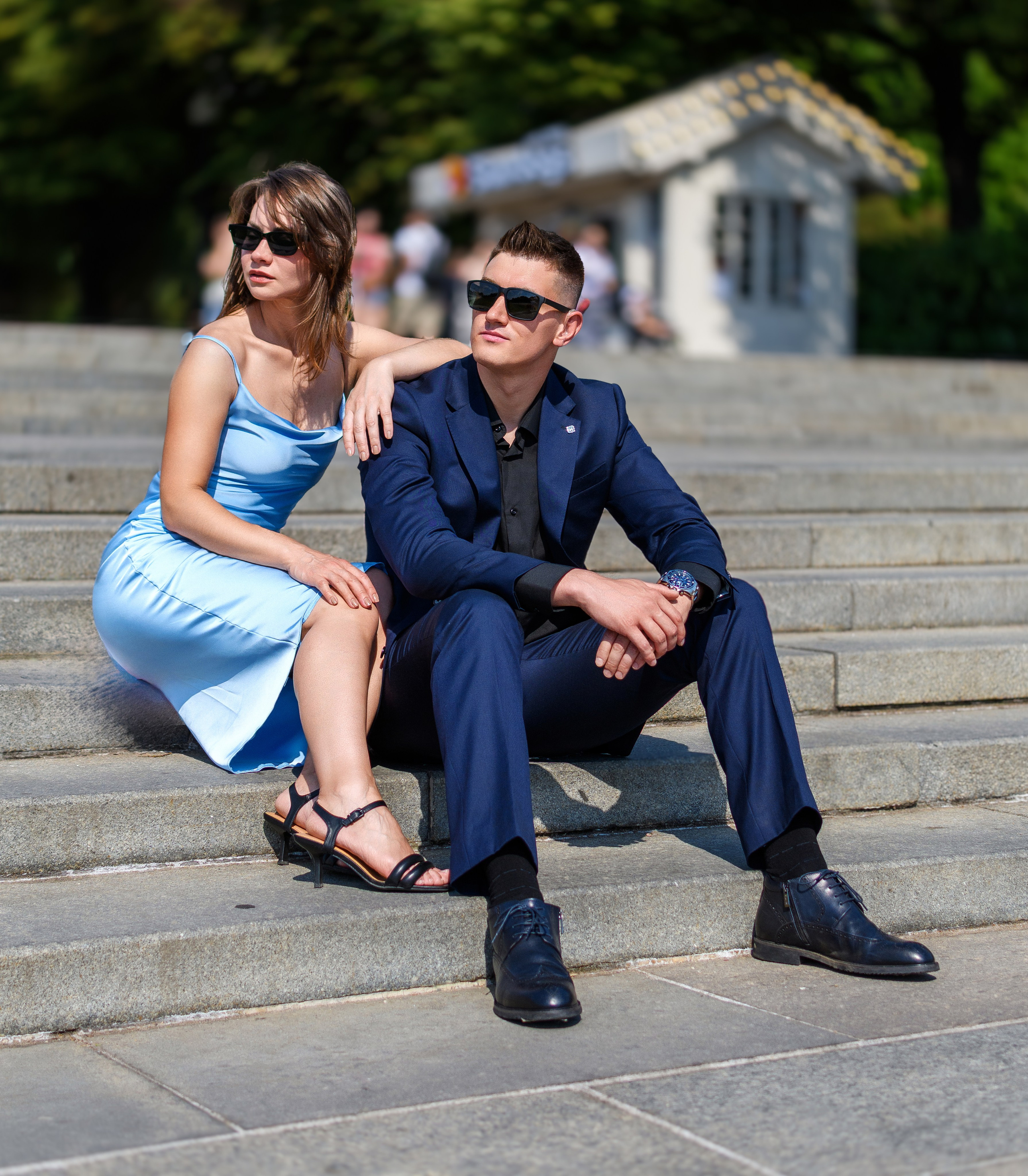 Парная фотоссесия девушки и парня в Москве в Парке Горького