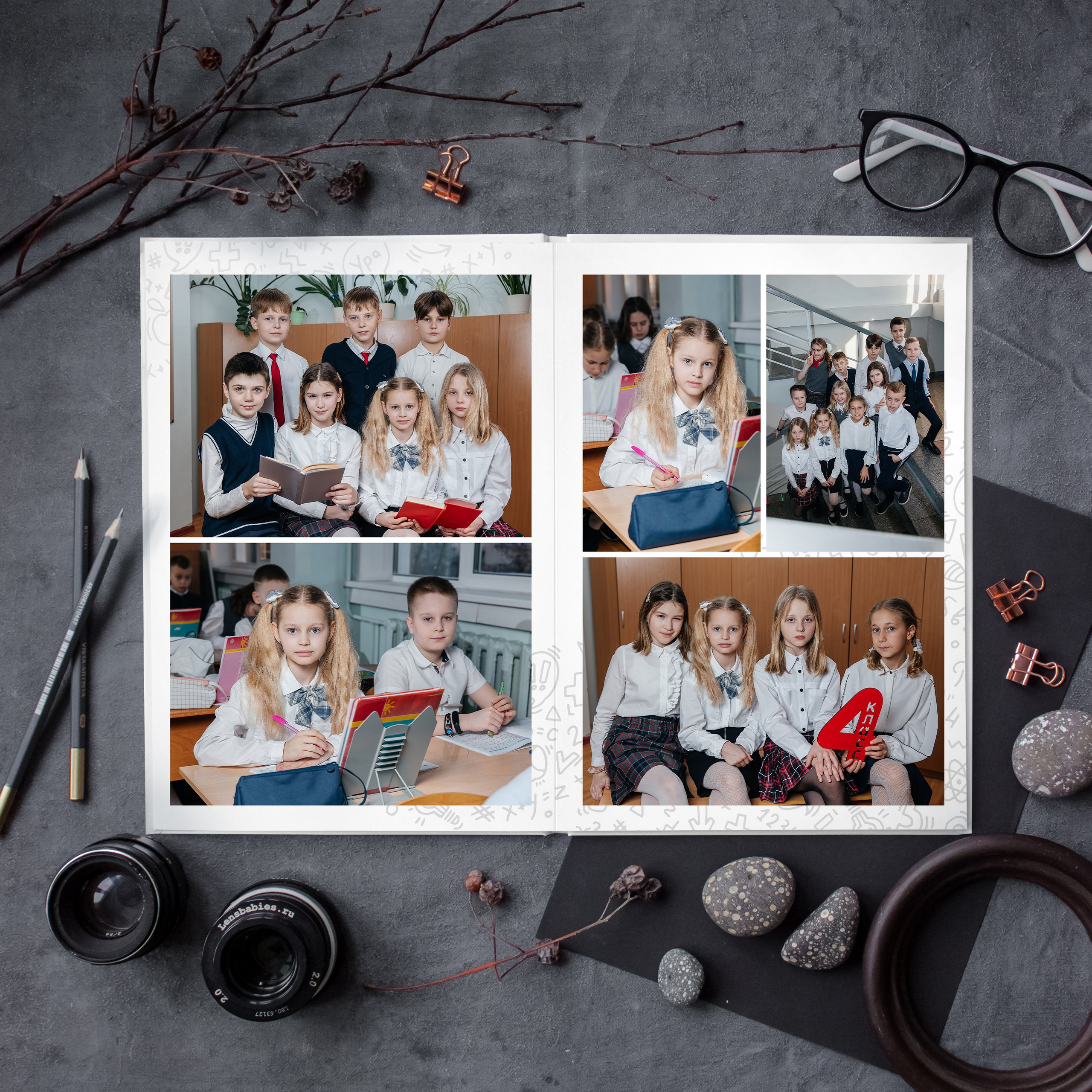 Индивидуальный альбом 5 разворотов (10 страниц). Школьный фотограф в Новосибирске Наталья Иванченко