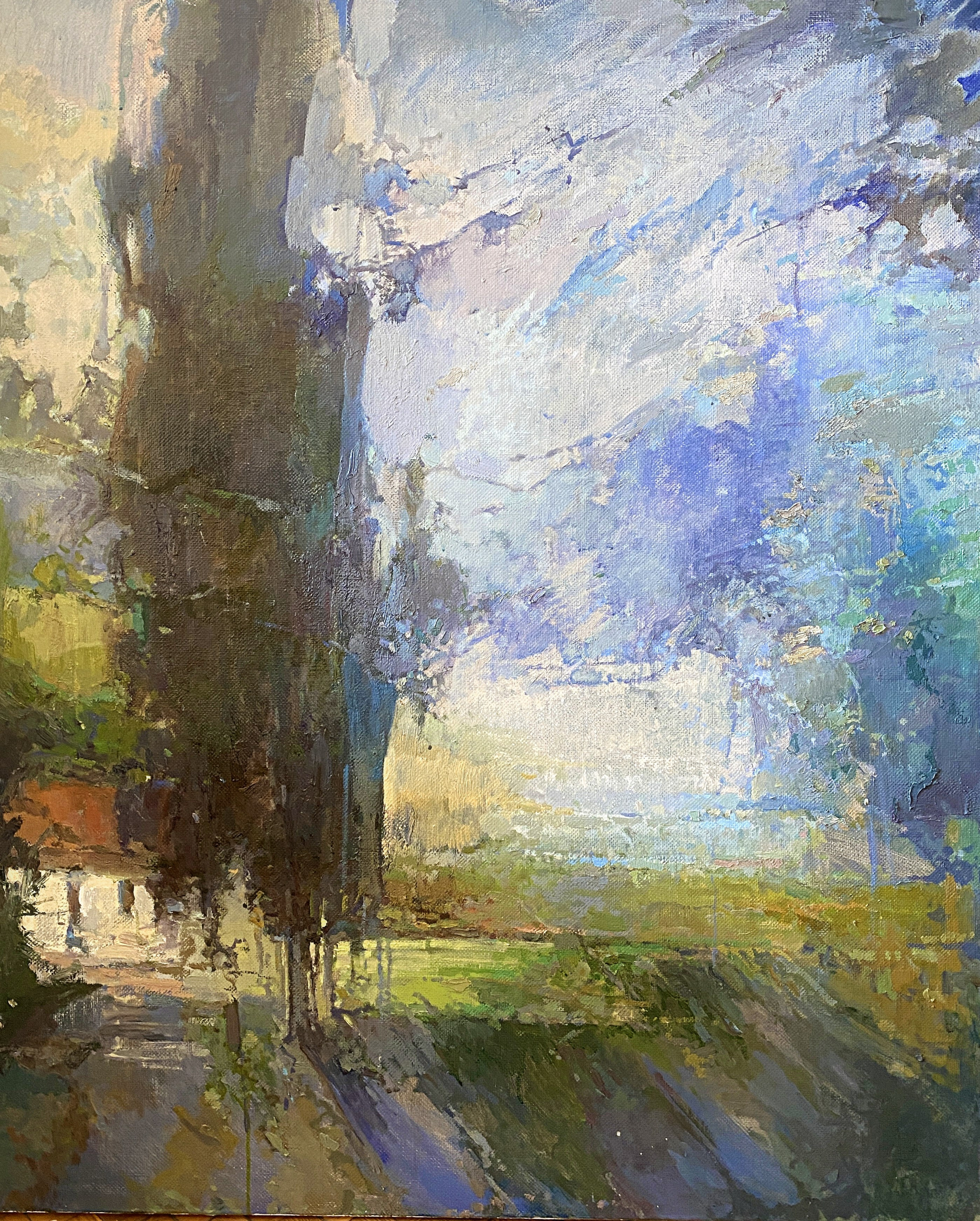 Живопись Импрессионизм Абстракция Современная живопись Зеленый день солнечный день южное дерево кипарис на юге 