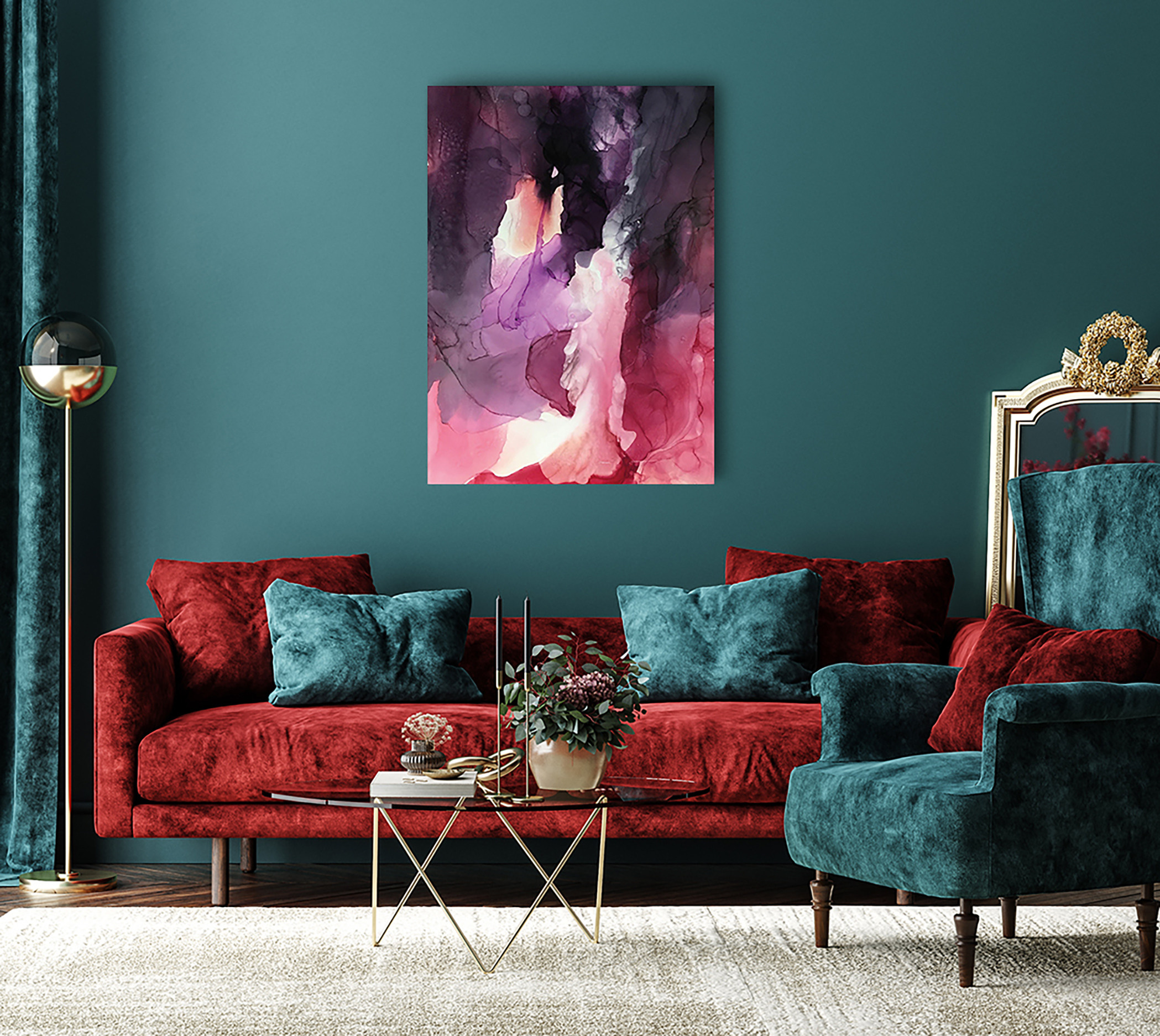 Картина графика спиртовые чернила в интерьере абстракция