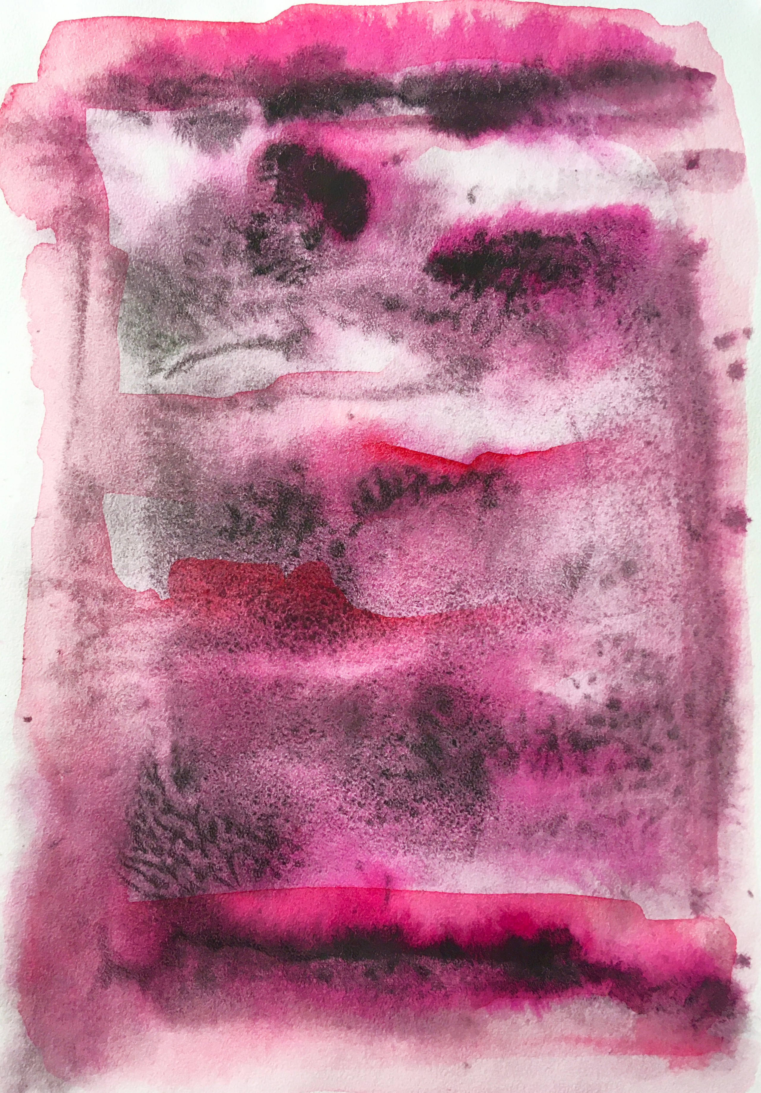 акварельная абстрактная живопись в ярких розовых тонах