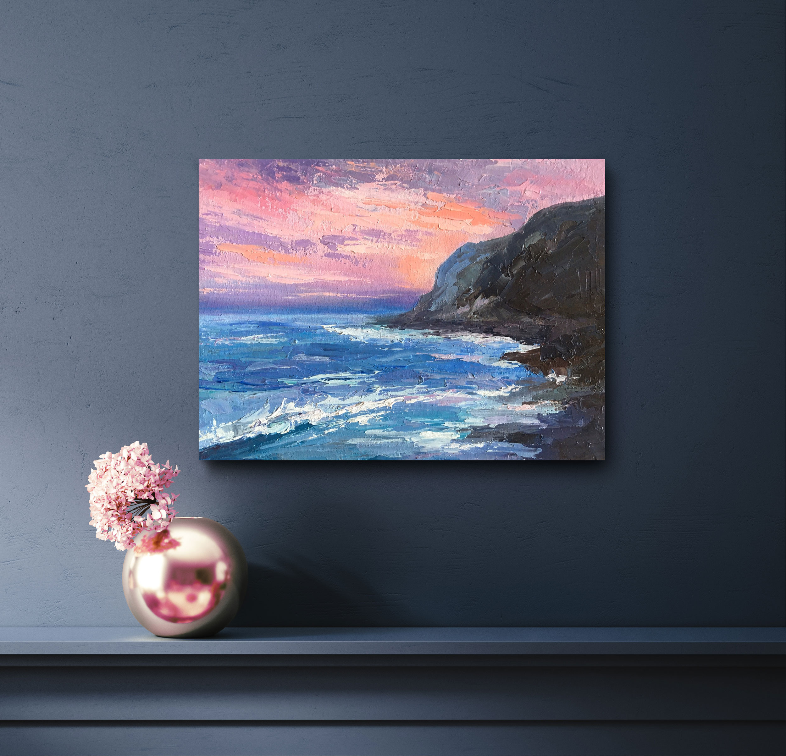 Картина маслом натюрморт в интерьере океан