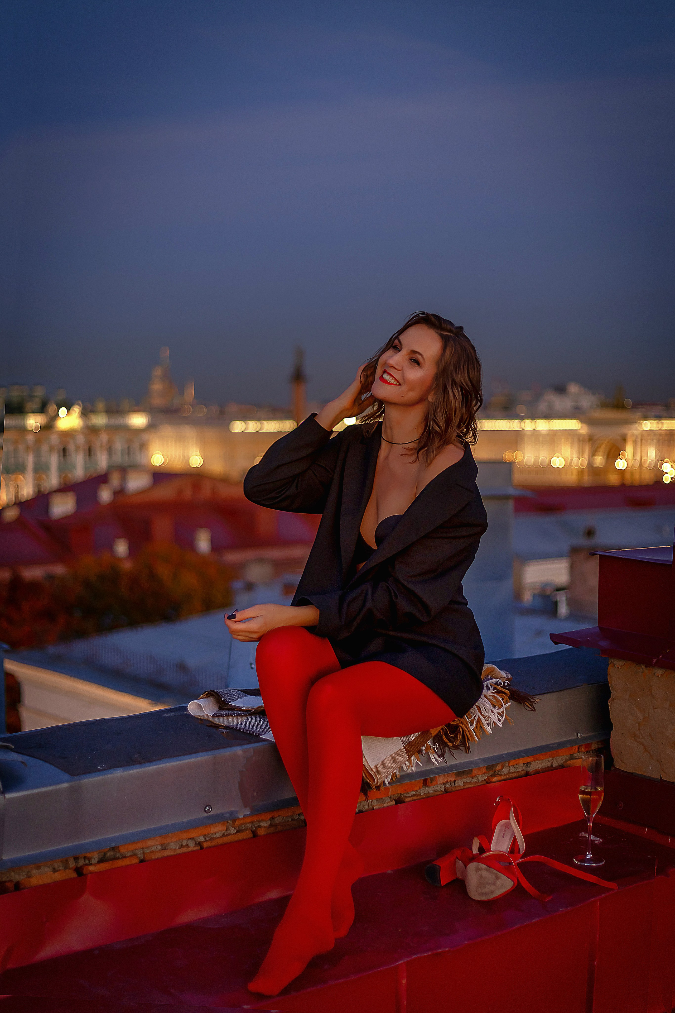 Женская съемка на крыше в закате. Фотограф в Санкт-Петербурге Анастасия Полякова