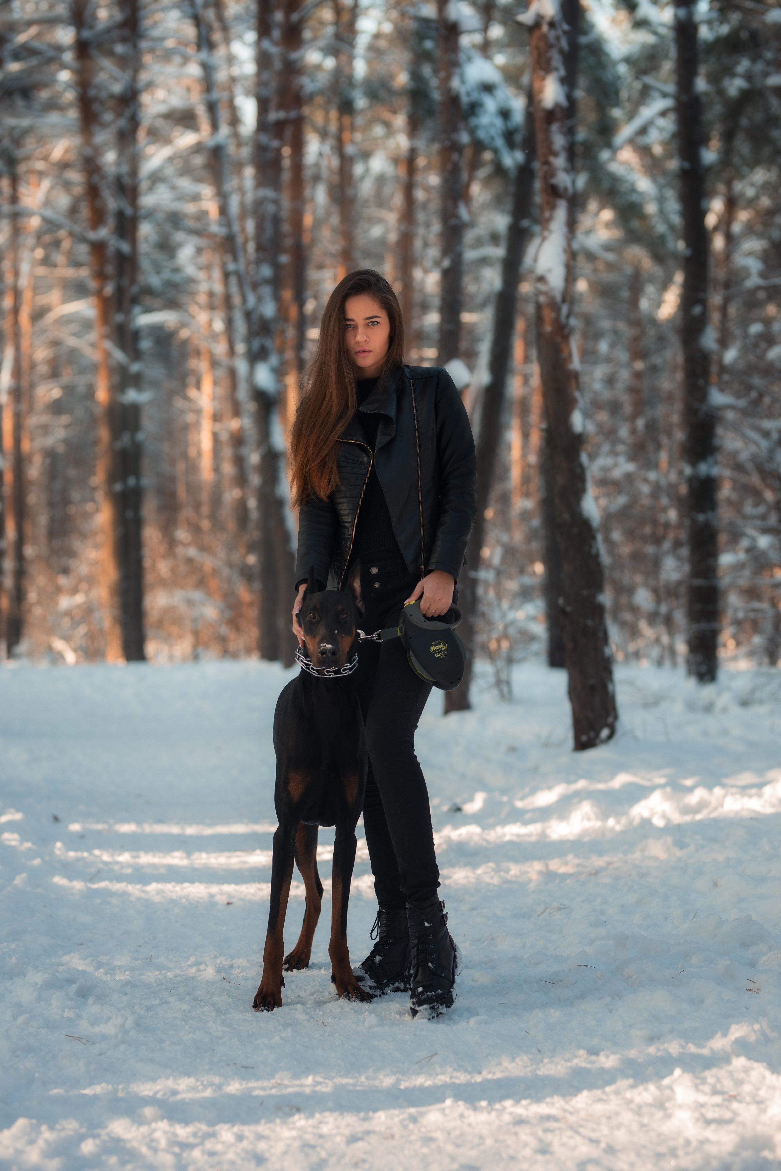 Зимняя съемка в лесу с доберманом с Ольгой в формате для «себя»