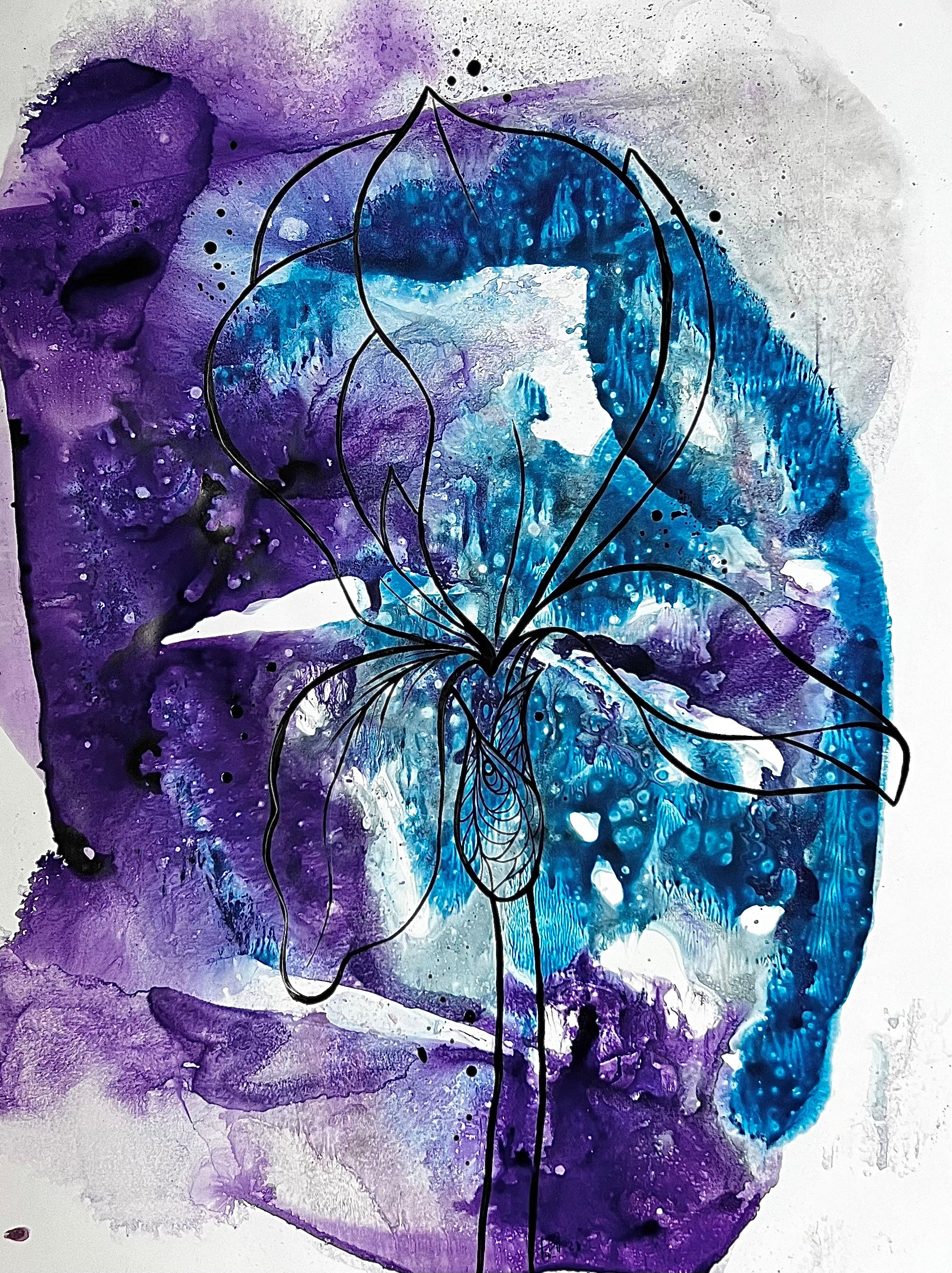 Ирис 1. Акрил, бумага 40х50 см, 2023 год. 12 000 руб 