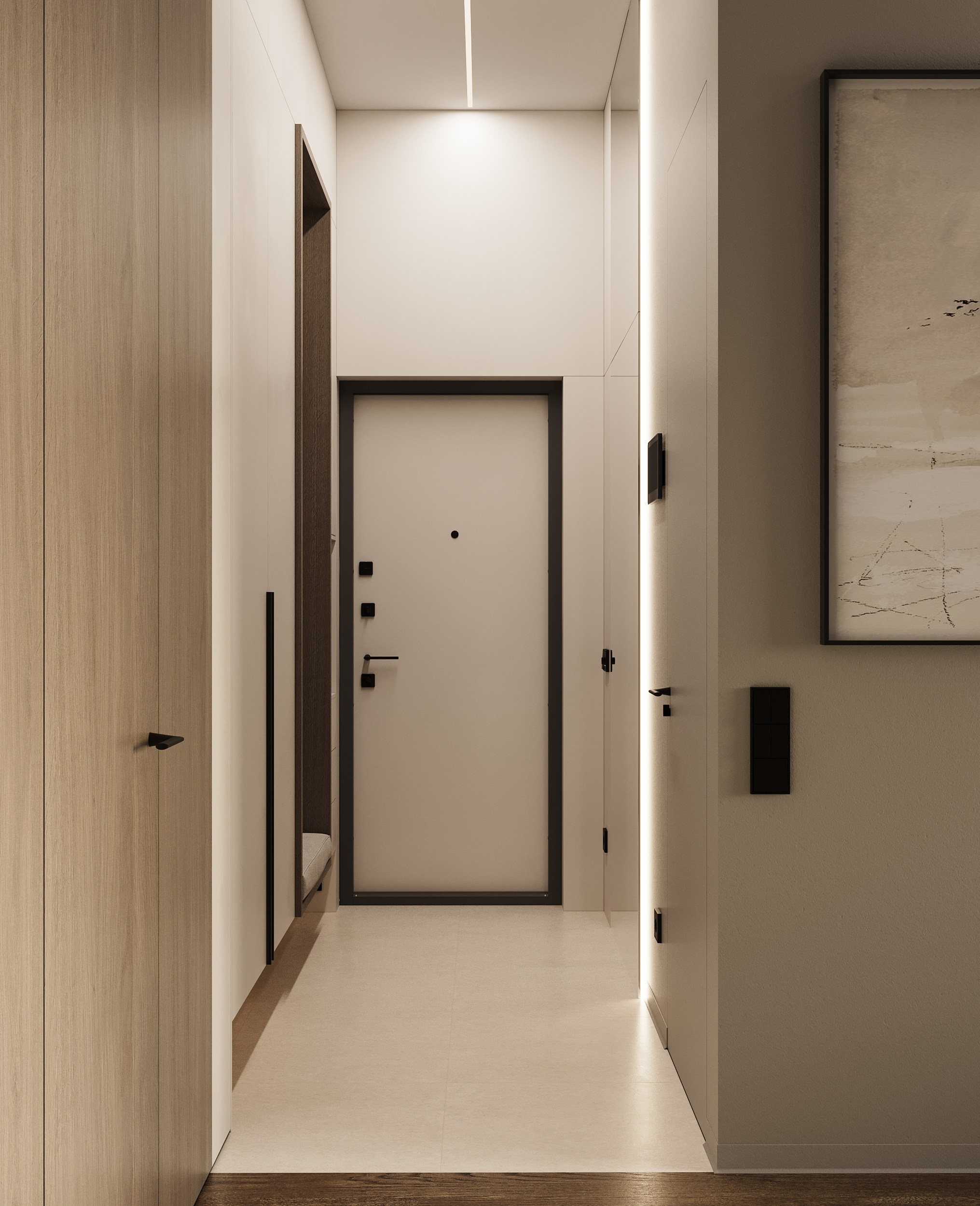 3д визуализация прихожей в современном стиле 