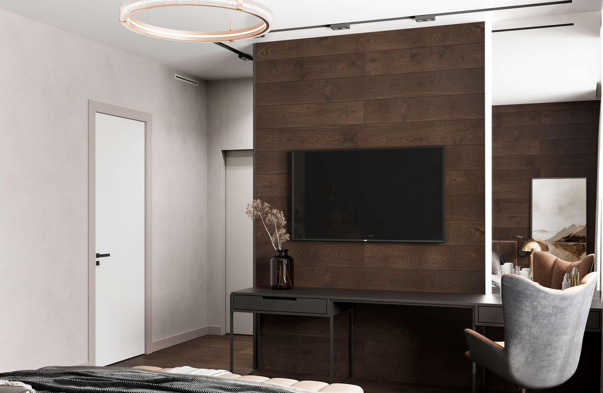 Кухня-гостиная и спальня 98 m². Заказать 3d визуализацию интерьеров — Дарья Веденёва