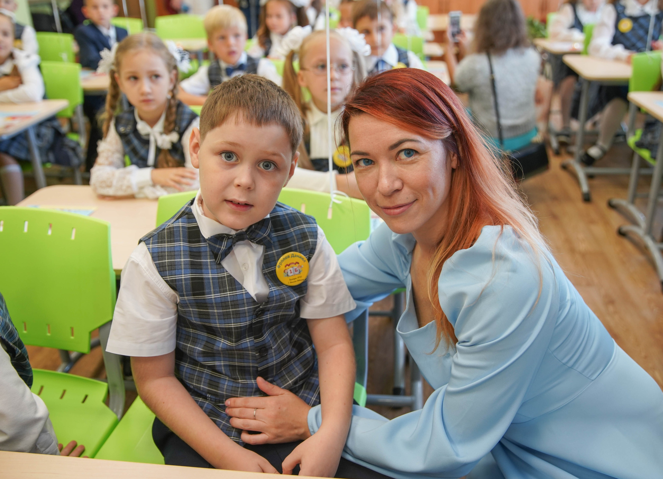 Первый класс линейка, в классе, портреты. Семейный и детский фотограф в Нижнем Новгороде